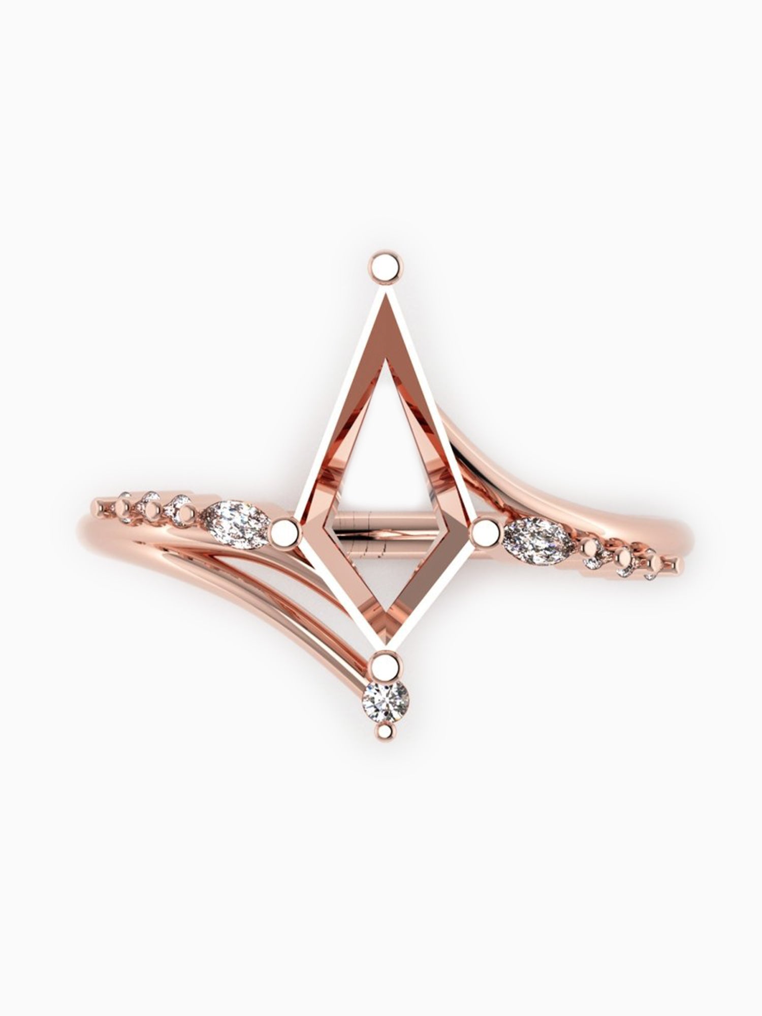 14K Rose gold kite engagement ring diamond wedding ring fine jewelry