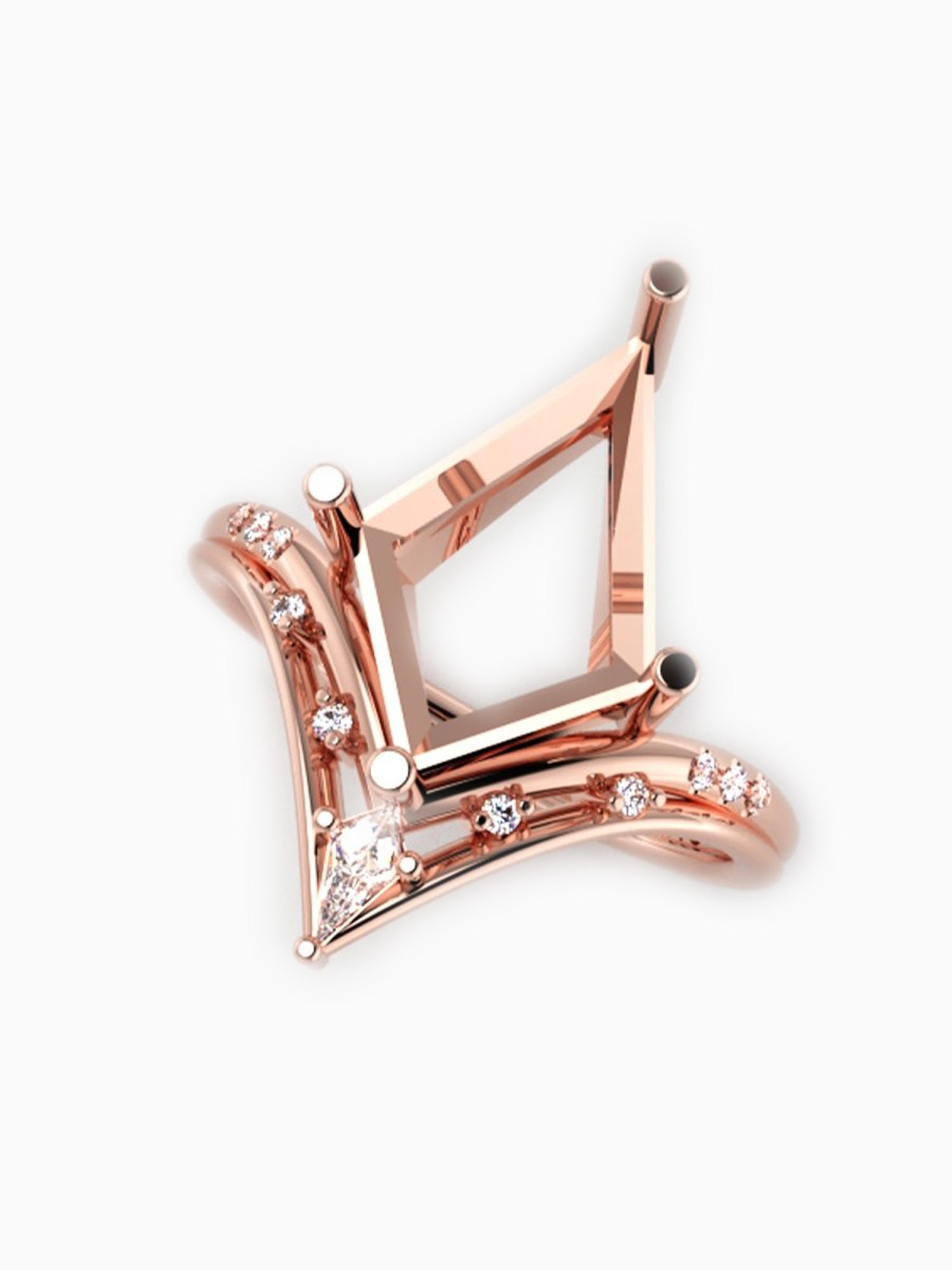 Kite wedding ring diamond engagement ring kite 14k rose gold