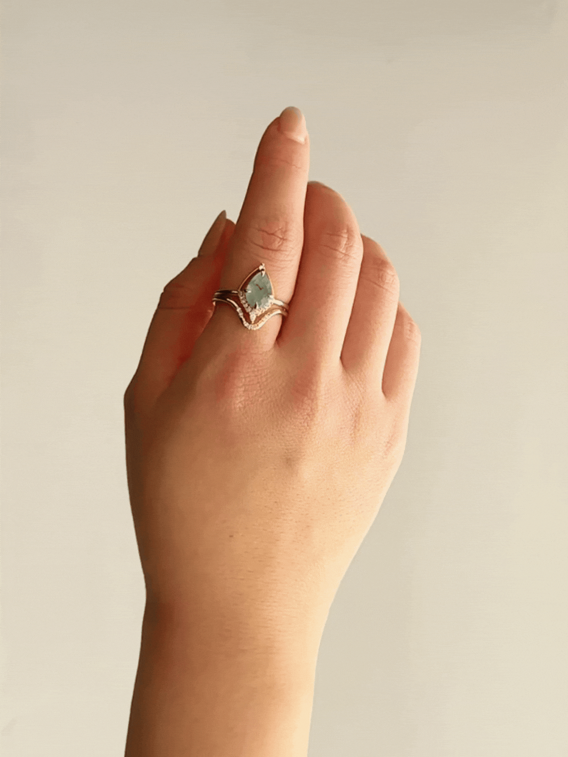 [Ready-to-Ship] Eliana Ring & Band (Moss Agate)