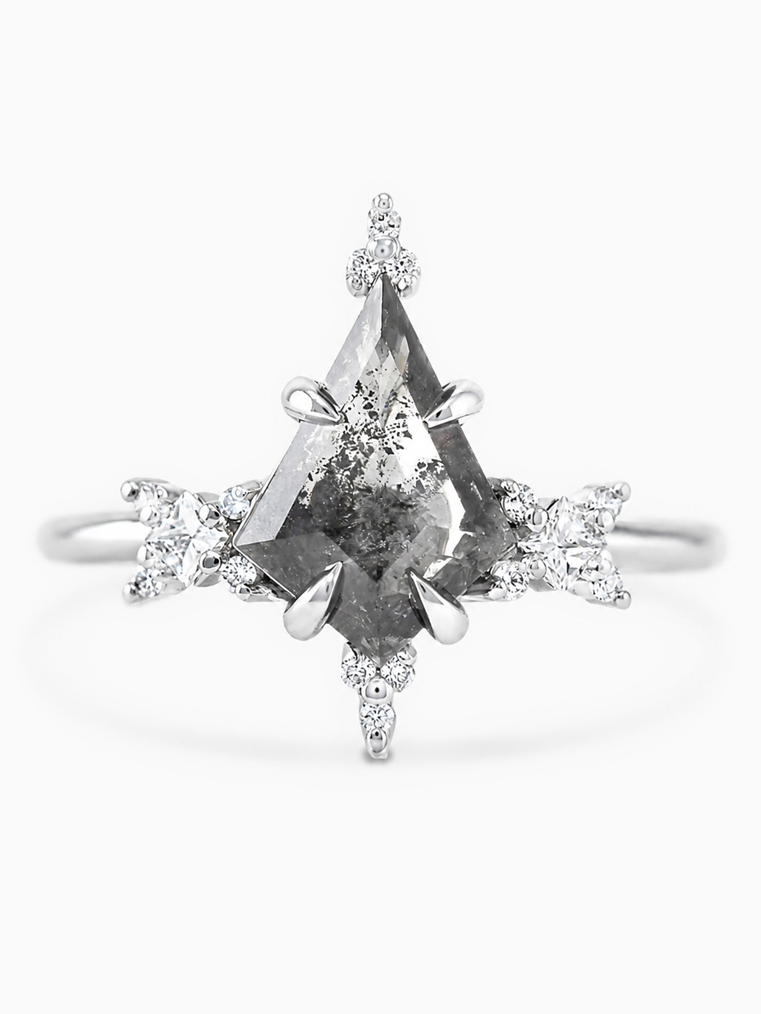 Salt and pepper diamond engagement ring unique art deco fine jewelry diamond wedding ring