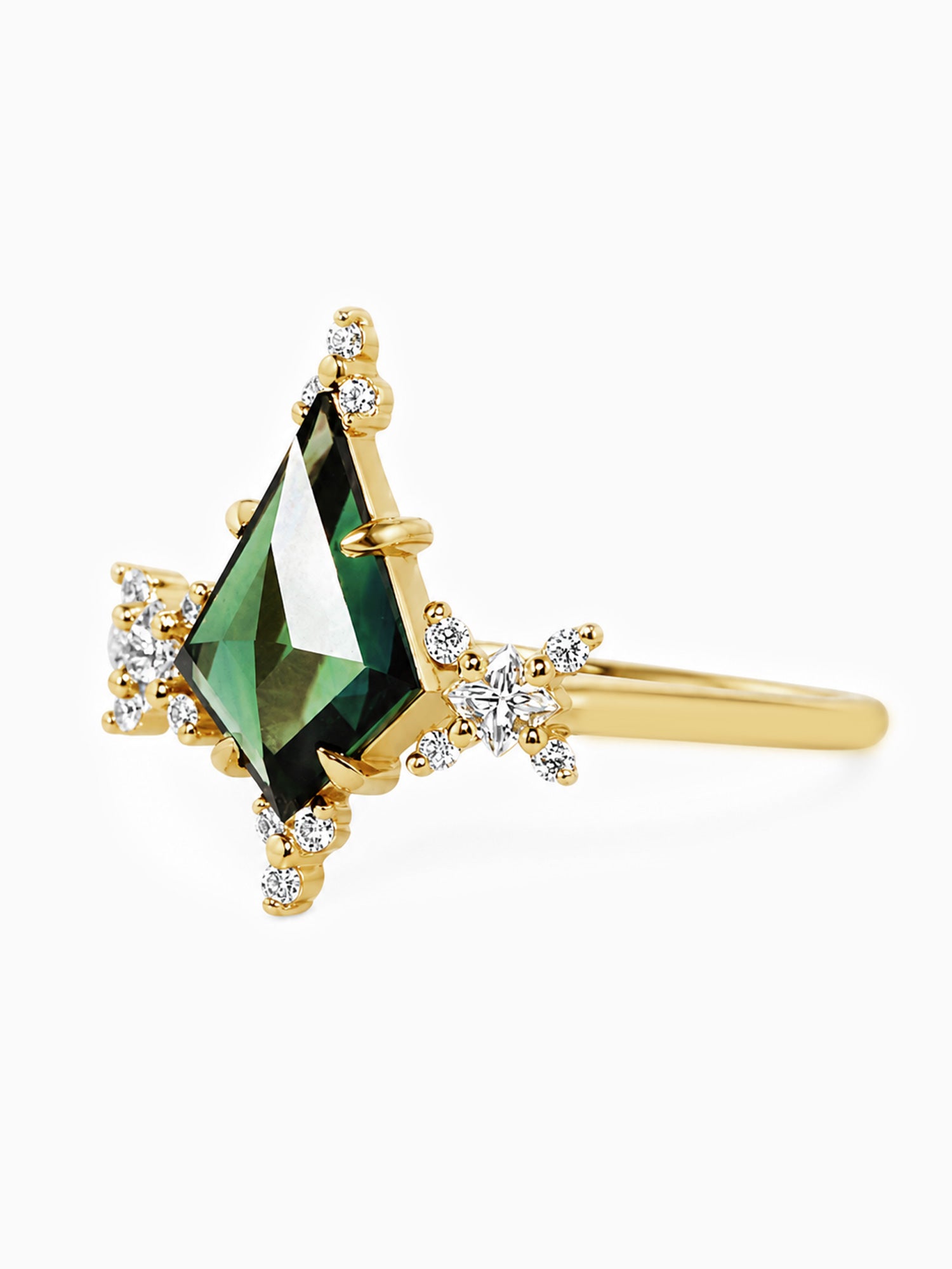 Green rose cut engagement ring 14k yellow gold wedding ring fine jewelry diamond ring
