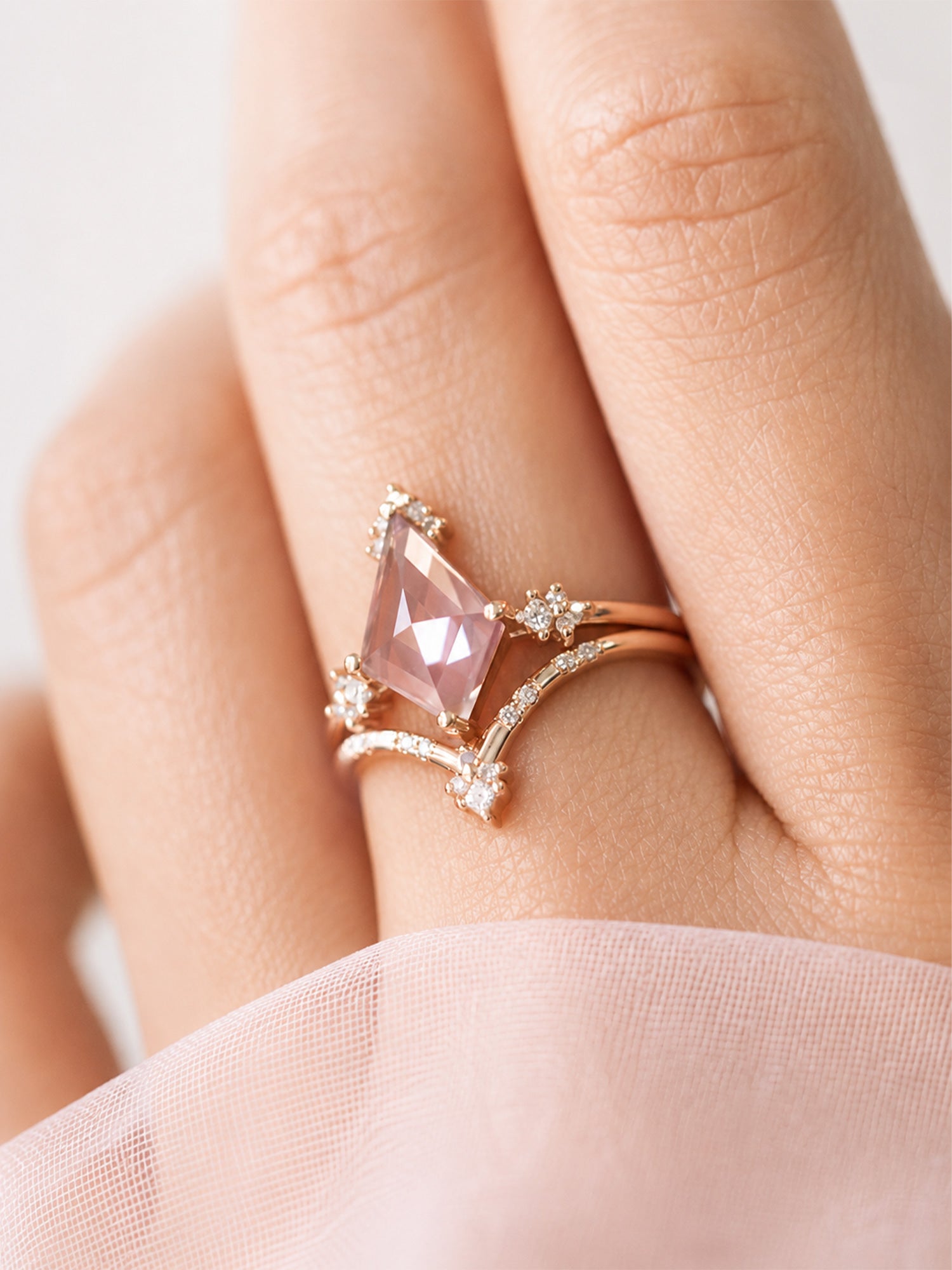 Kite rose cur fine jewelry Keira ring matching band wedding rings fine jewelry