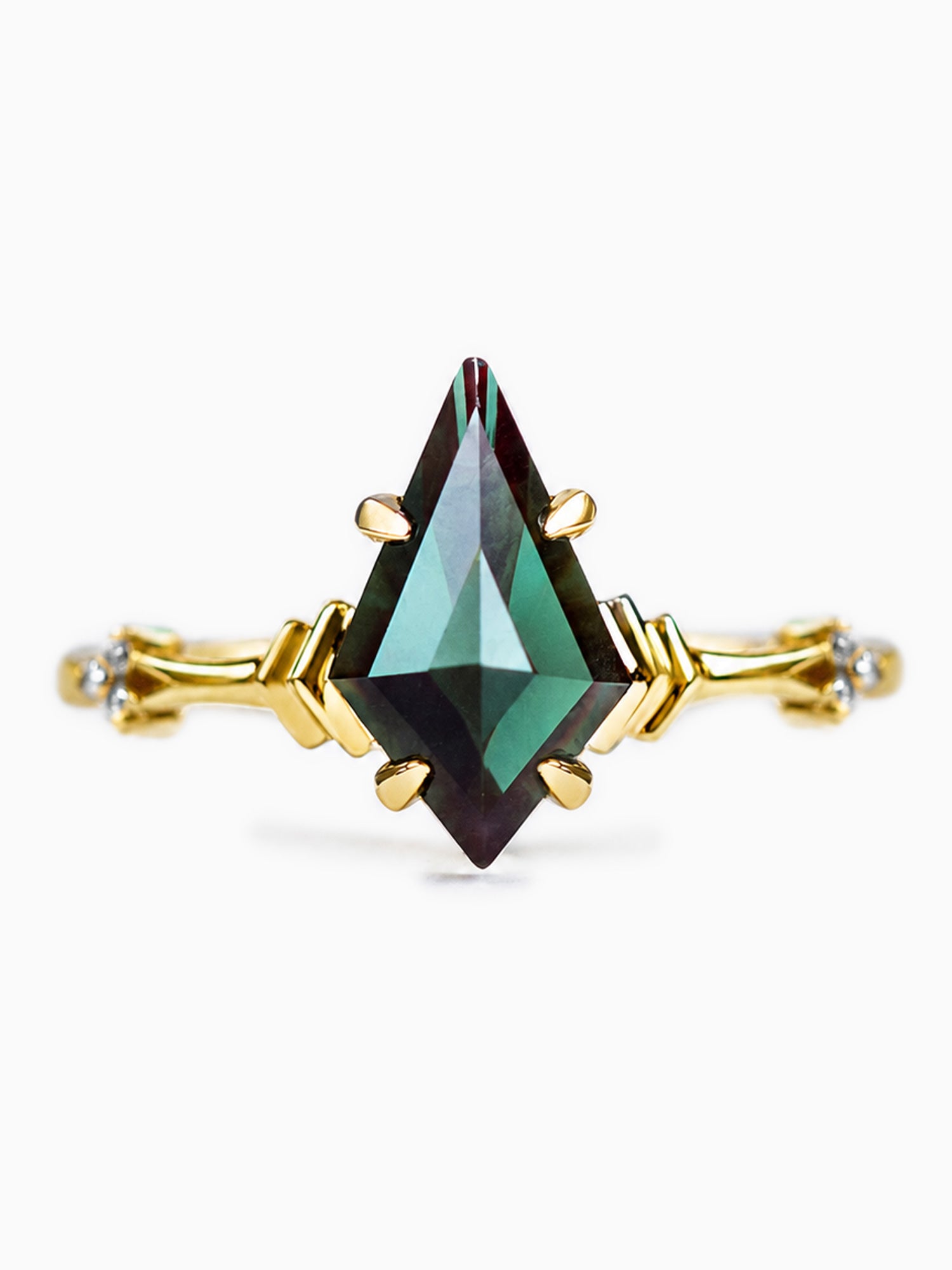 Alexandrite engagement ring kite unique fine jewelry 14k yellow gold wedding ring