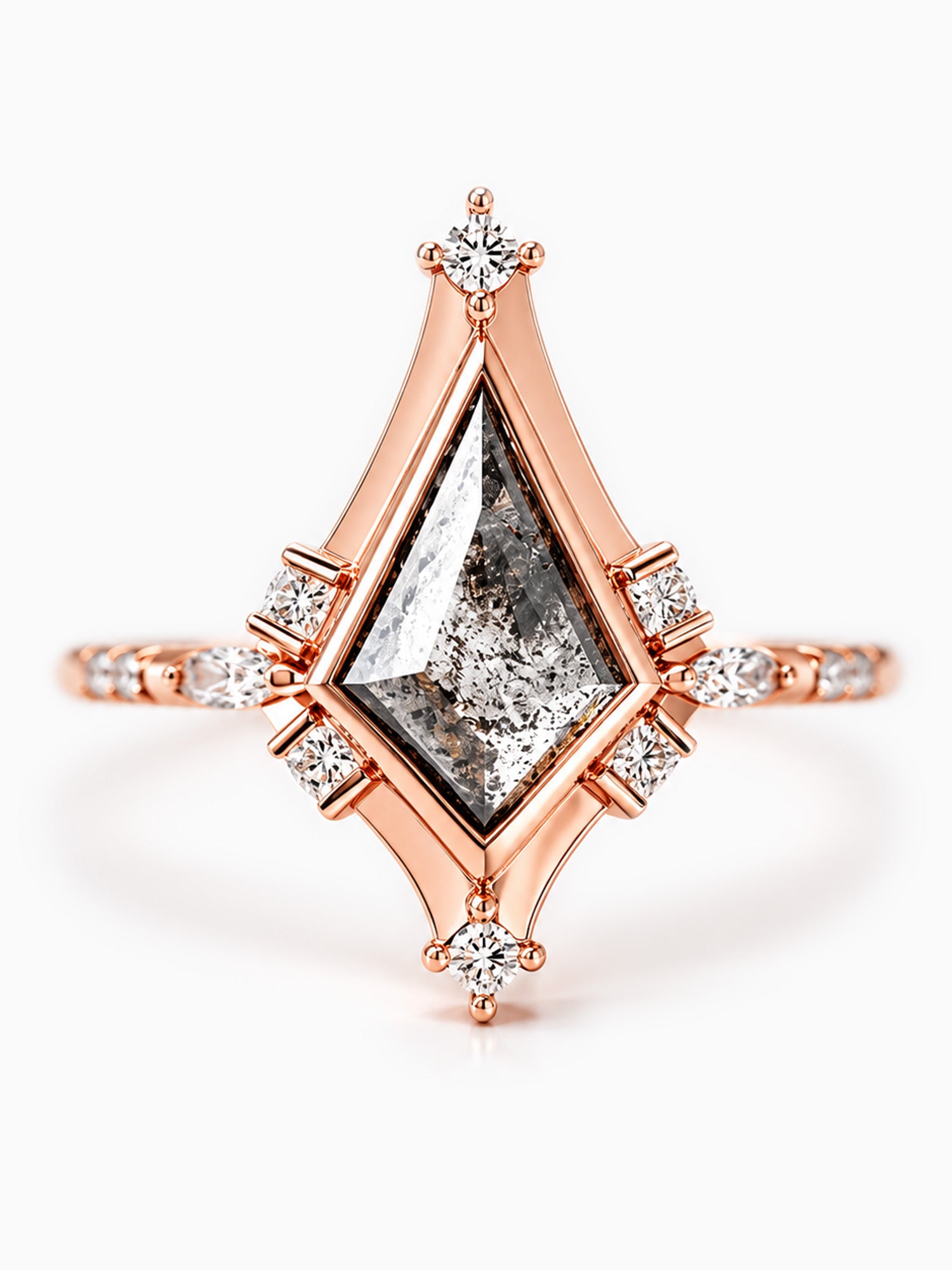 Salt and pepper diamond engagement ring diamond wedding ring unique art deco fine jewelry