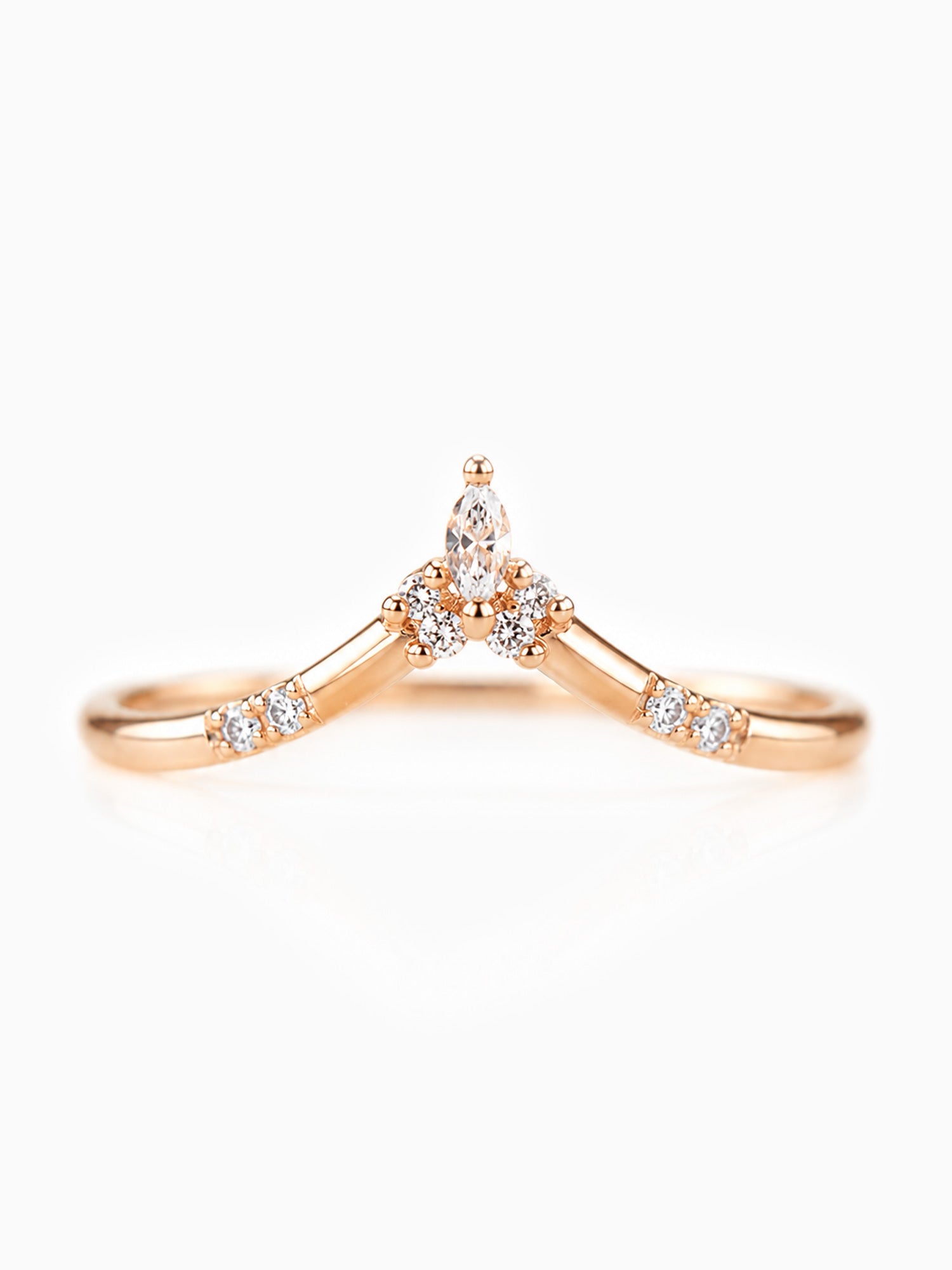 14K Rose Gold diamond wedding band matching band stacking rings