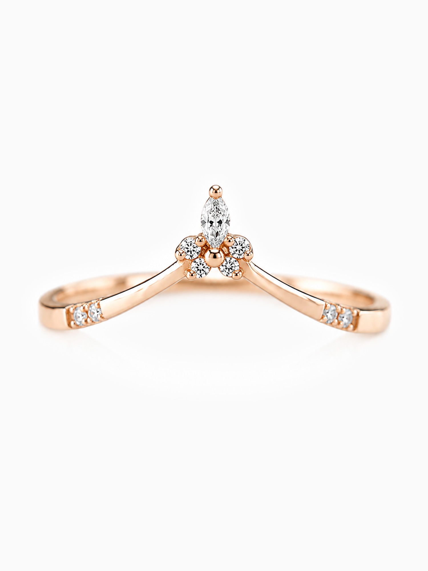 Diamond wedding band stacking ring 14K Rose gold fine jewelry 