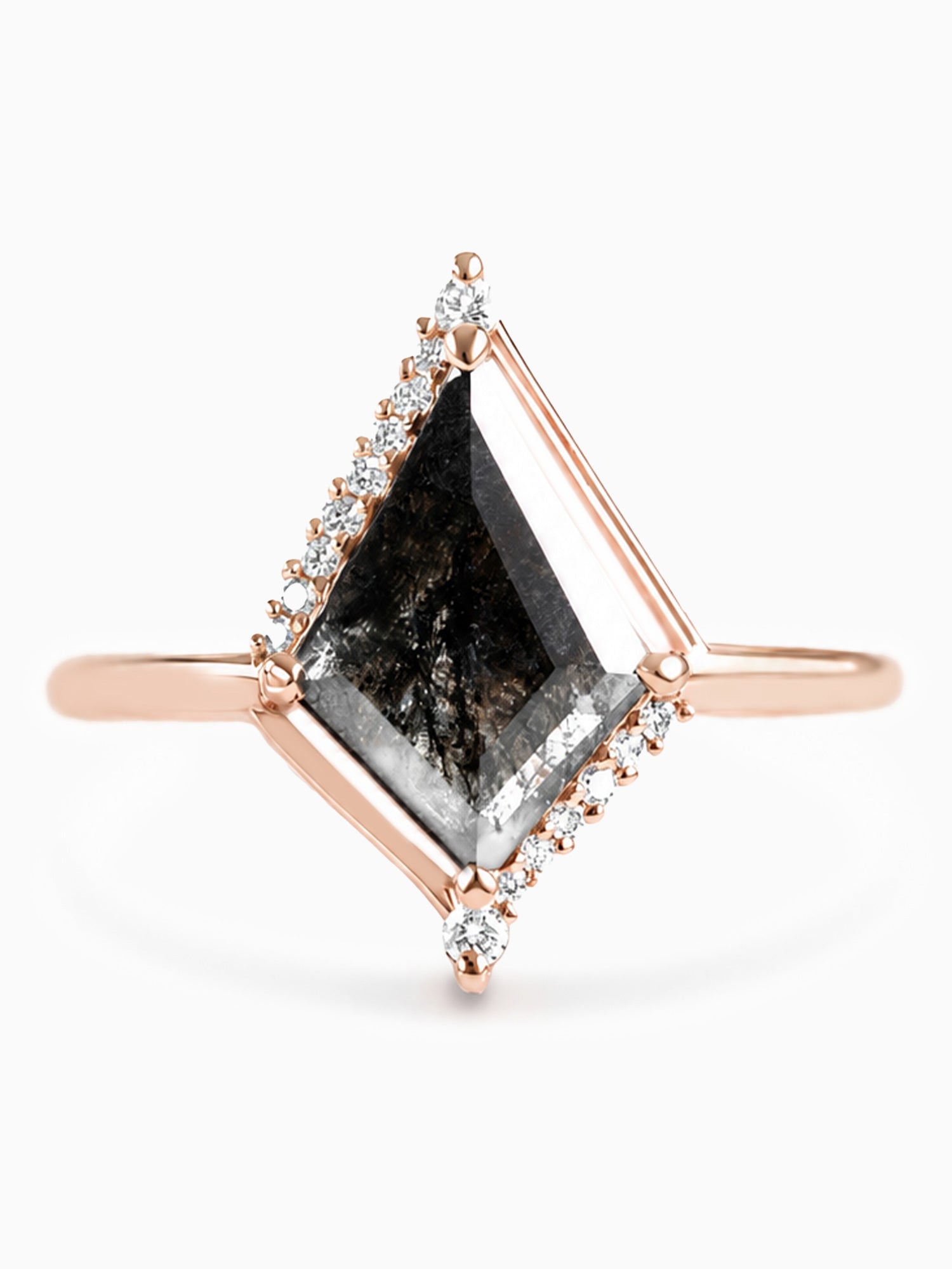 Kite salt and pepper diamond engagement ring diamond wedding ring