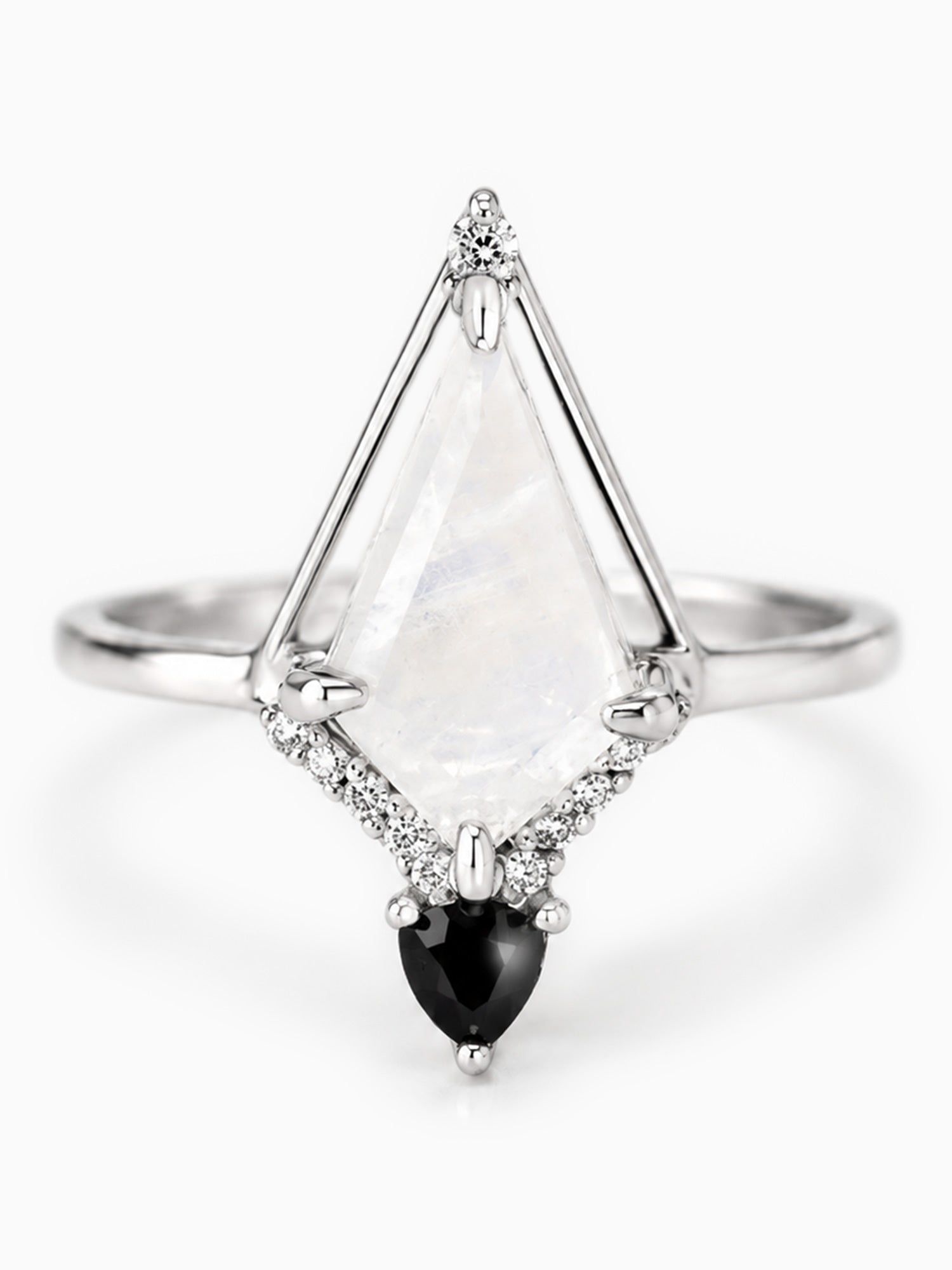 Kite Moon stone engagement ring wedding ring diamond fine jewelry black onyx 