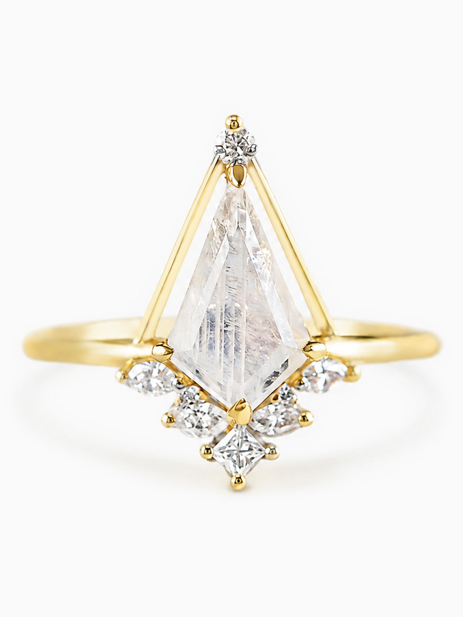 Moonstone Luna ring engagement ring 14k yellow gold diamond wedding ring fine jewelry