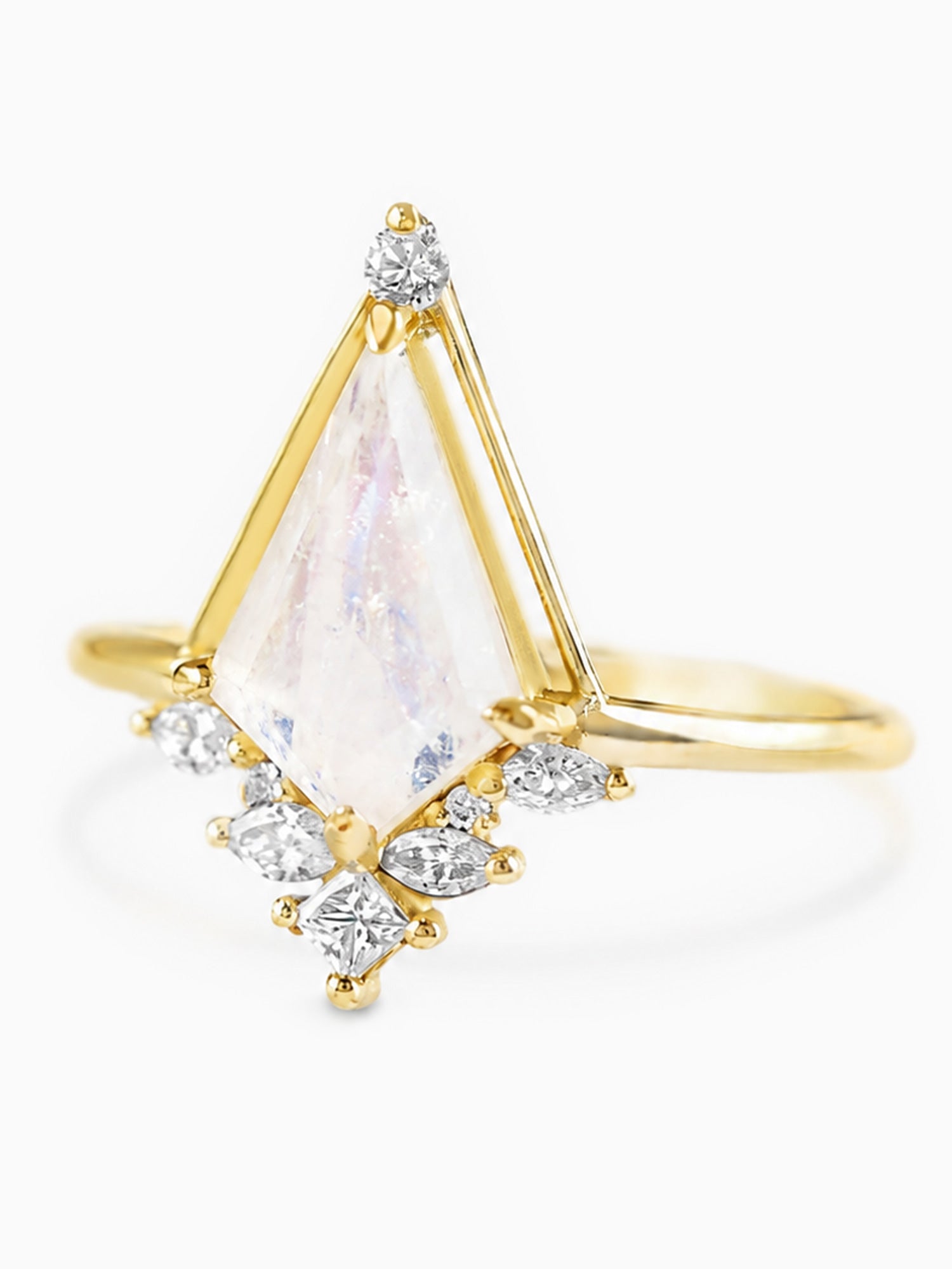 Kite moonstone engagement ring diamond wedding ring fine jewelry art deco jewelry