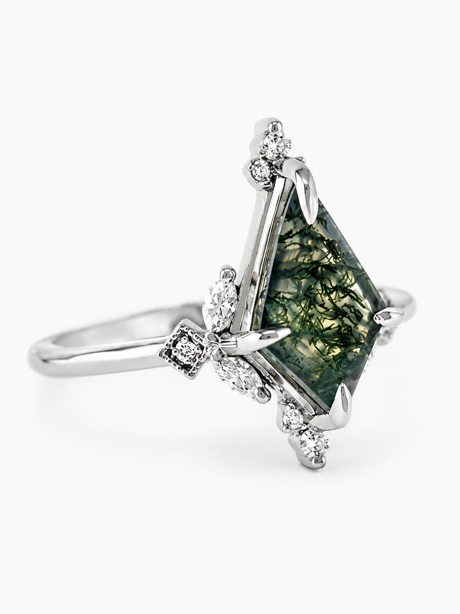Moss agate fine jewelry wedding ring engagement ring diamond 