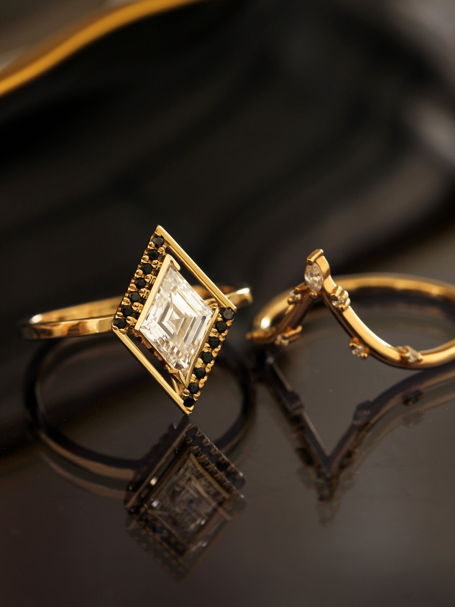 Kite engagement ring fine jewelry onxy weeding ring unique statement ring