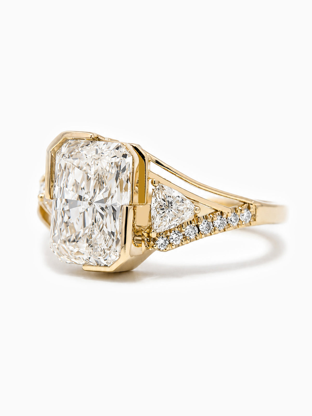 side view of palatine ring emerald white diamond engagement ring fine jewelry unique modern art deco wedding ring proposal ring