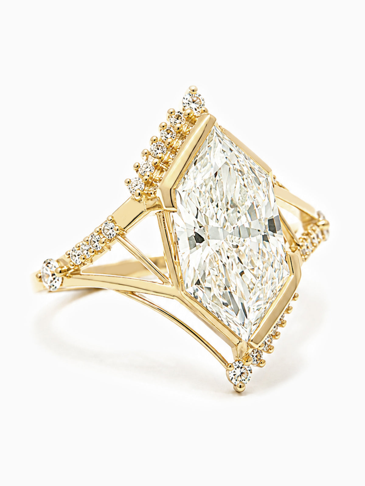 Unique duchess cut oval Hexagon diamond ring fine jewelry 14k yellow gold engagement ring wedding ring unique modern art deco ring