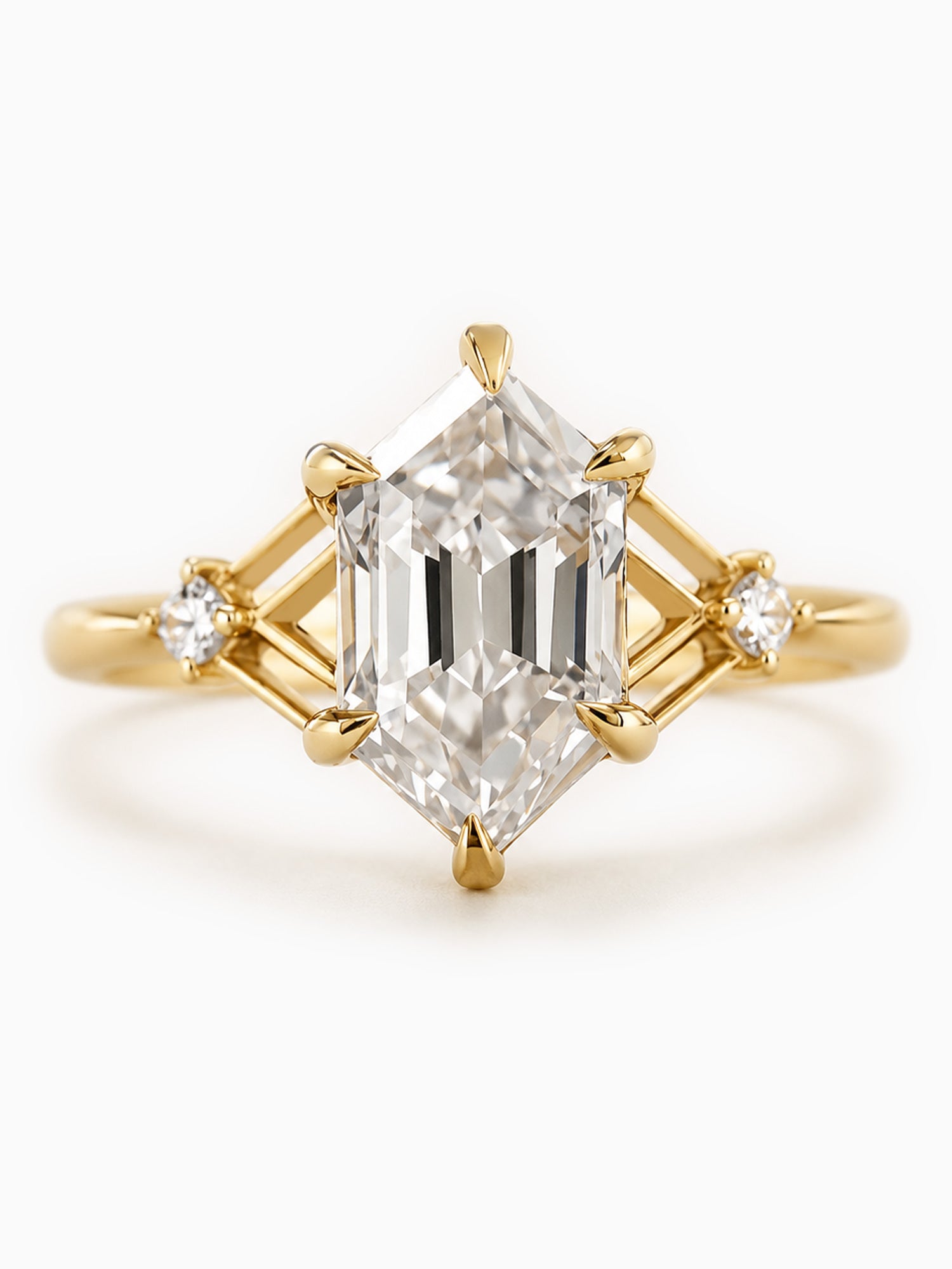 Moissanite Hexagon engagement ring wedding ring fine jewelry proposal ring