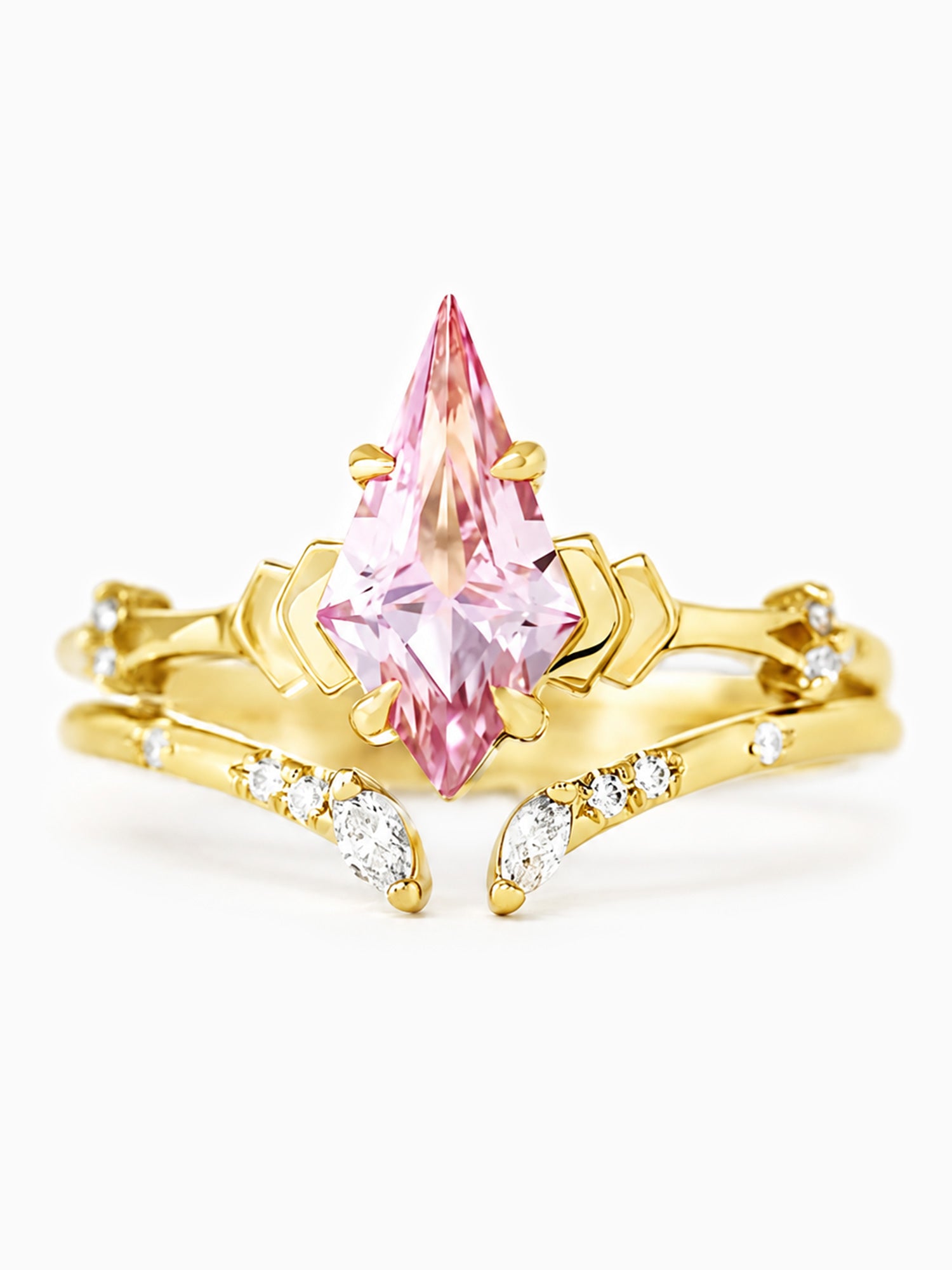 Sapphire Kite engagement ring Kite doric ring unique wedding band architectural rings