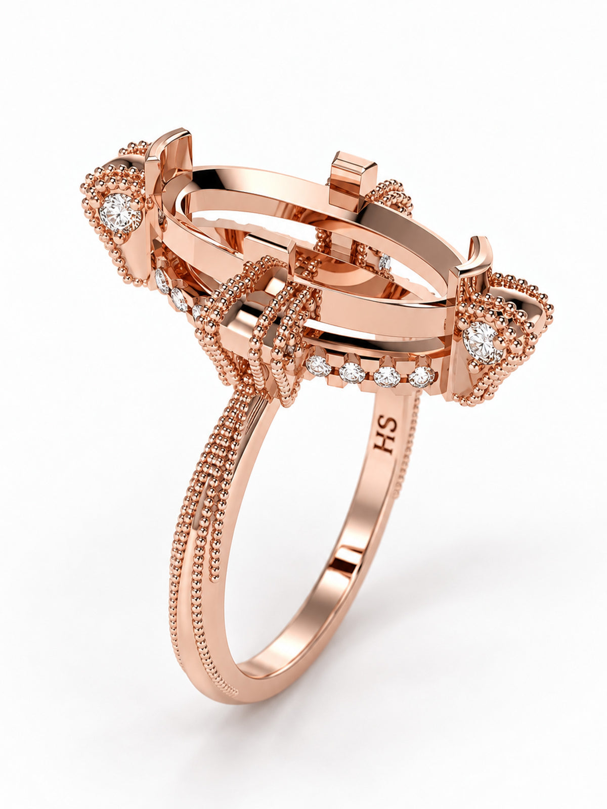 detailed milgrain engagement ring wedding ring diamond bridal ring fine jewelry 14k rose gold 