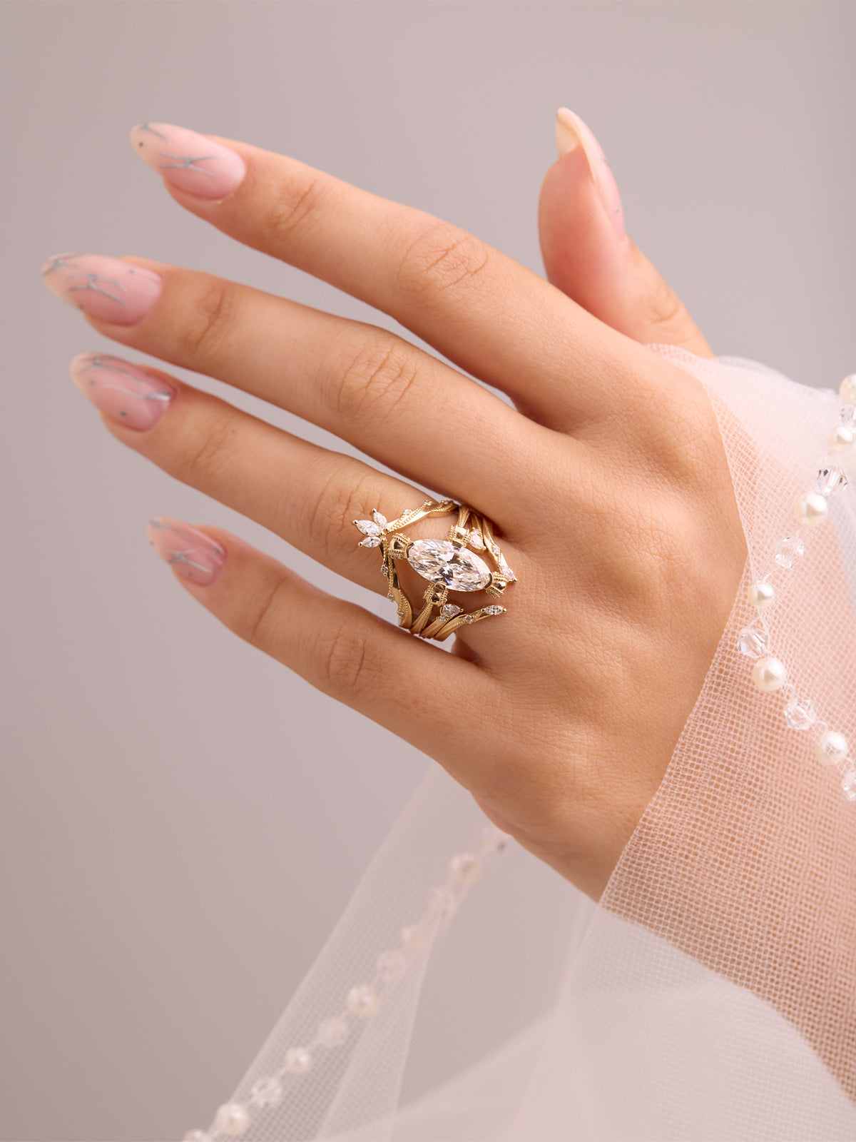 Oval diamond wedding ring set fine jewelry diamond engagement ring layered band proposal rings