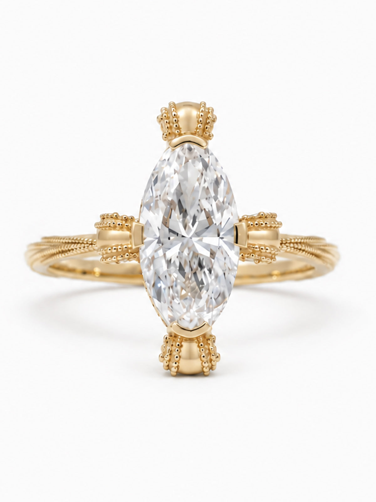 Oval White Diamond Fine jewelry Queen Engagement Ring Diamond fine jewelry wedding ring proposal ring 14k yellow gold modern art deco ring