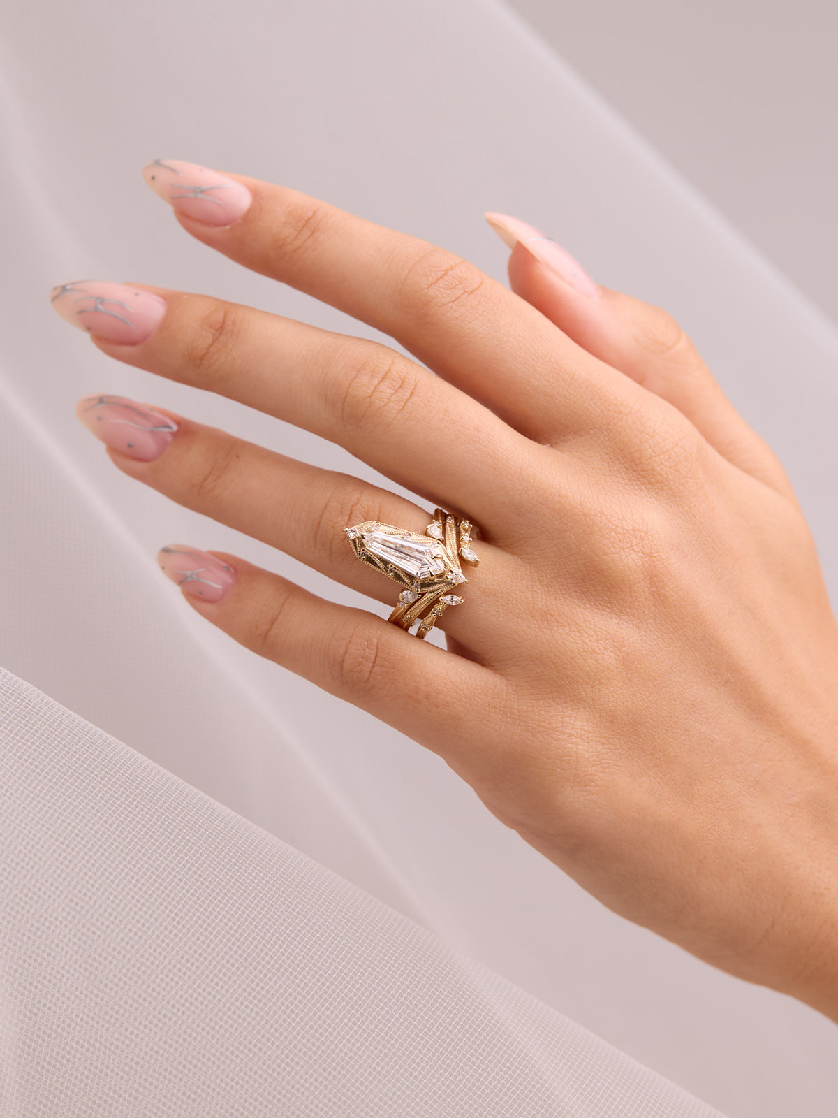 shield white diamond wedding ring stacking rings proposal ring engagement ring fine jewelry