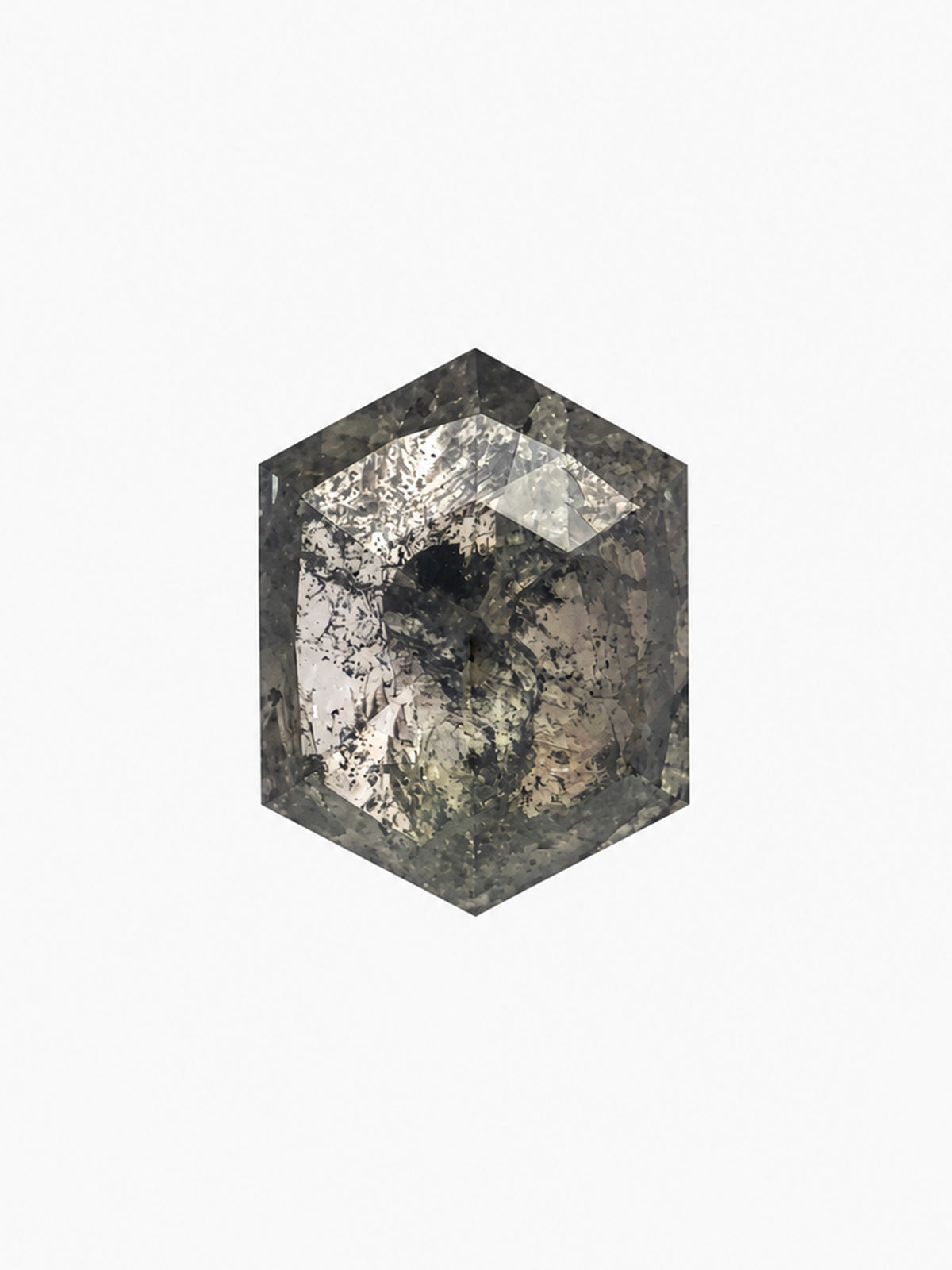 HEXAGON SALT AND PEPPER DIAMOND NATURAL LOOSE GEMSTONE 