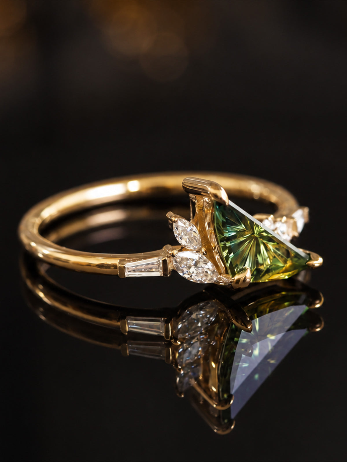 sapphire engagement ring white diamond wedding ring unique wedding ring design fine jewelry 14k yellow gold