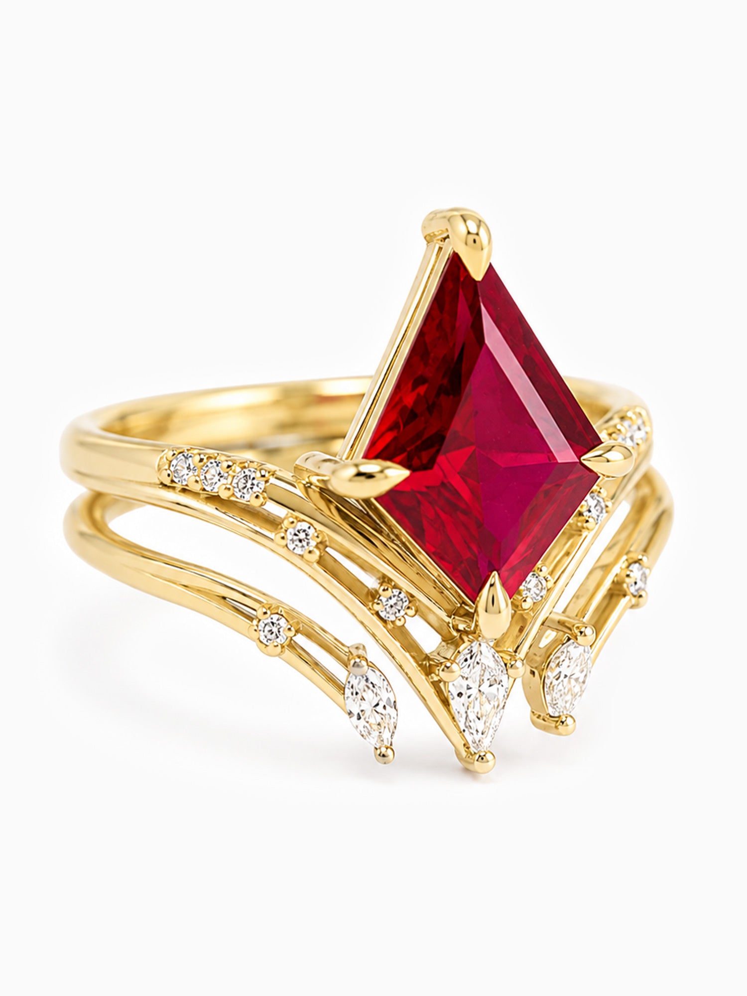 ruby kite engagement ring set art deco fine jewelry wedding rings
