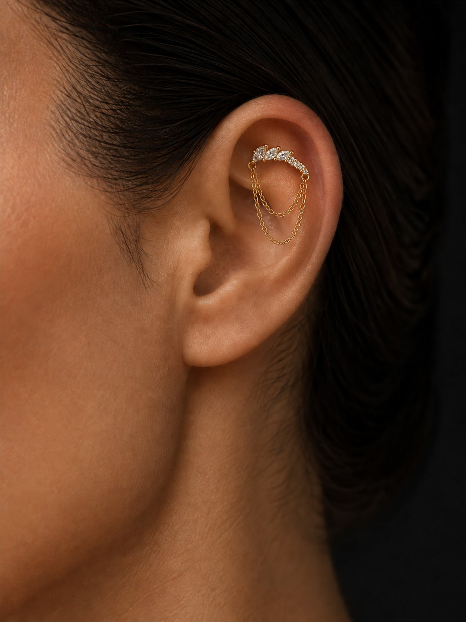 fine jewelry piercing diamond earring single piece 