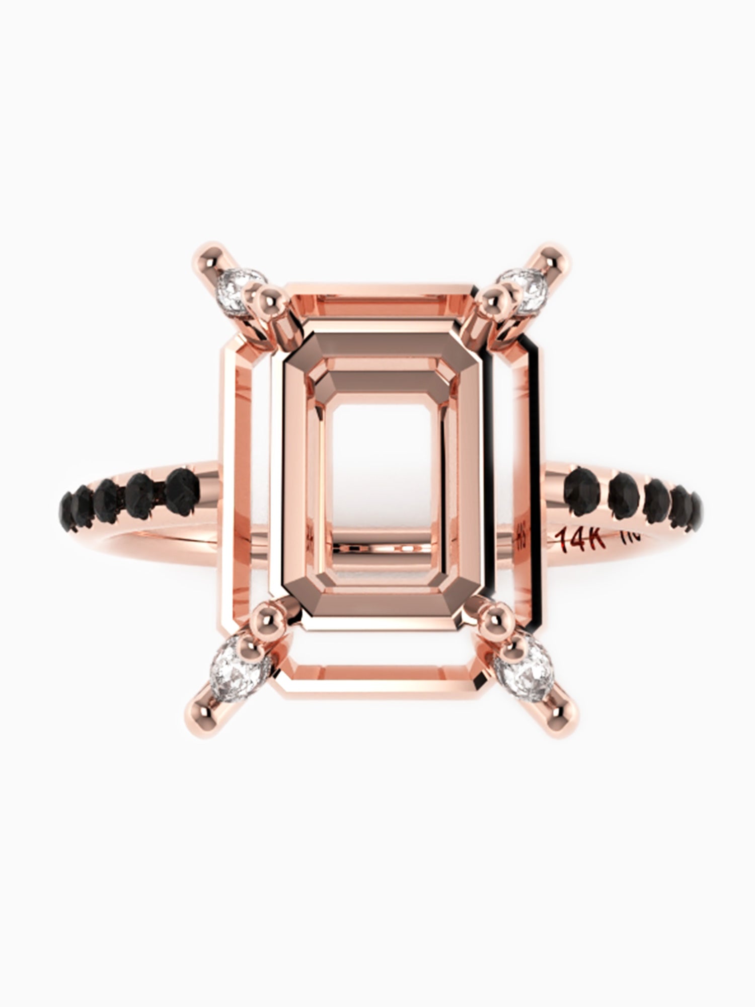 Black Onyx fine jewelry engagement ring Emerald wedding ring unique art deco ring