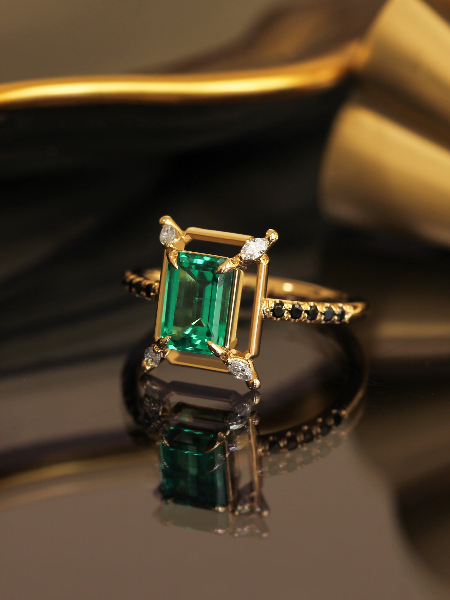 Green Emerald proposal ring wedding ring unique engagement ring fine jewelry art deco ring modern vintage ring