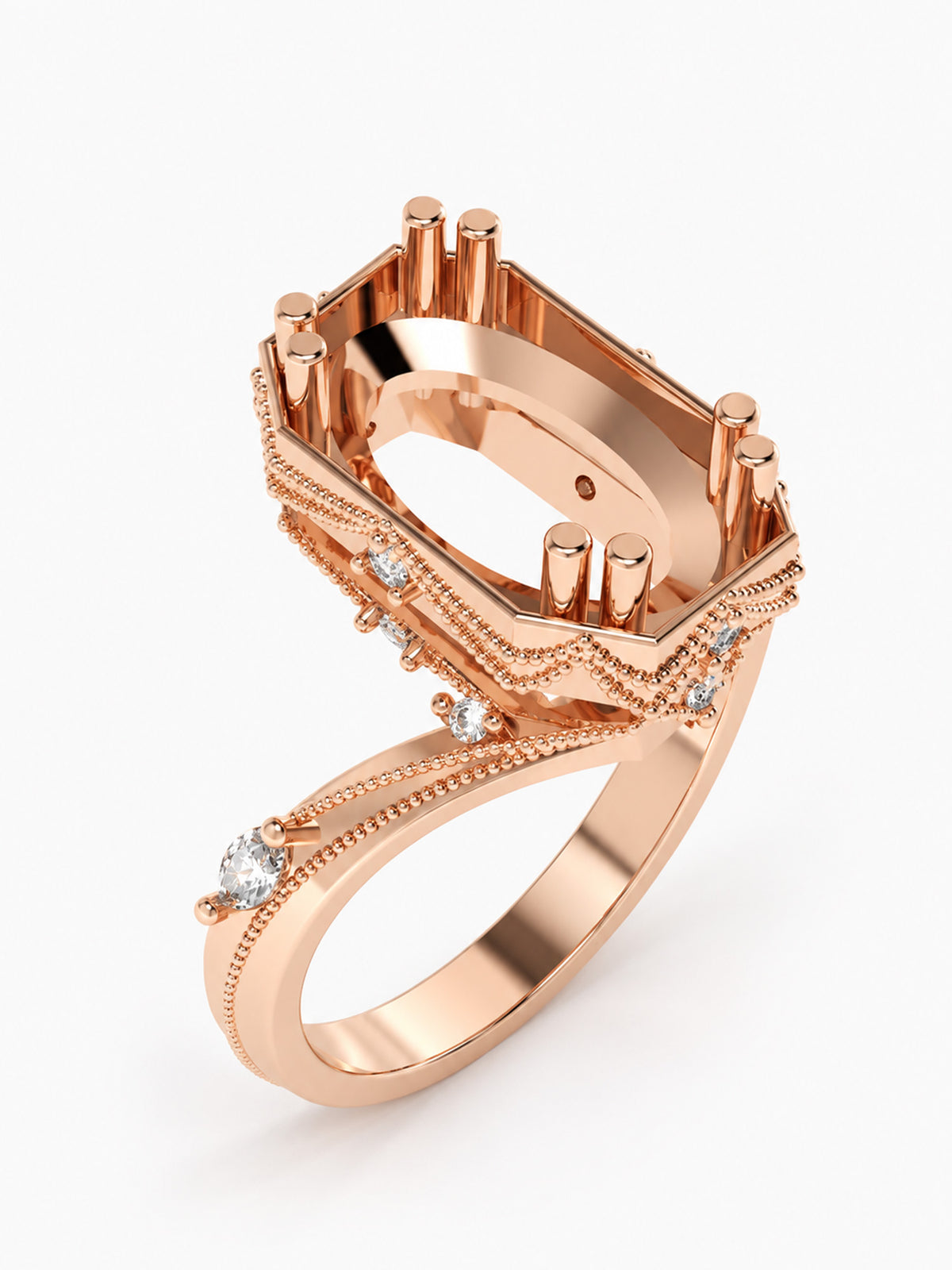 Unique modern engagement ring design fine jewelry milgrain wedding ring diamond alternative proposal ring modern vintage ring