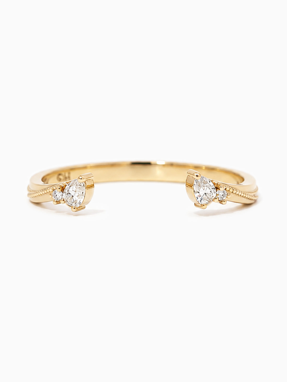Unique open wedding band stacking rings layered fine jewelry pear diamond wedding ring paring rings 