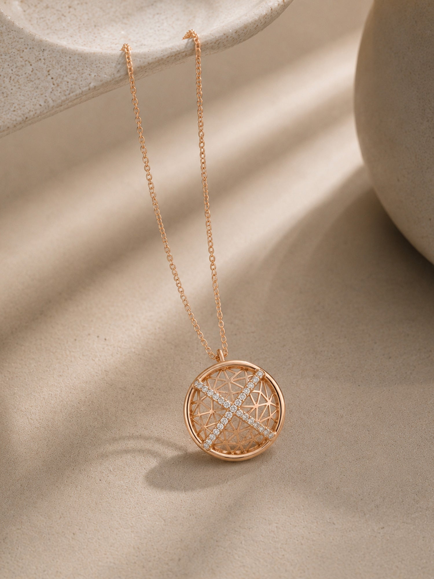 Fine jewelry necklace diamond half dome