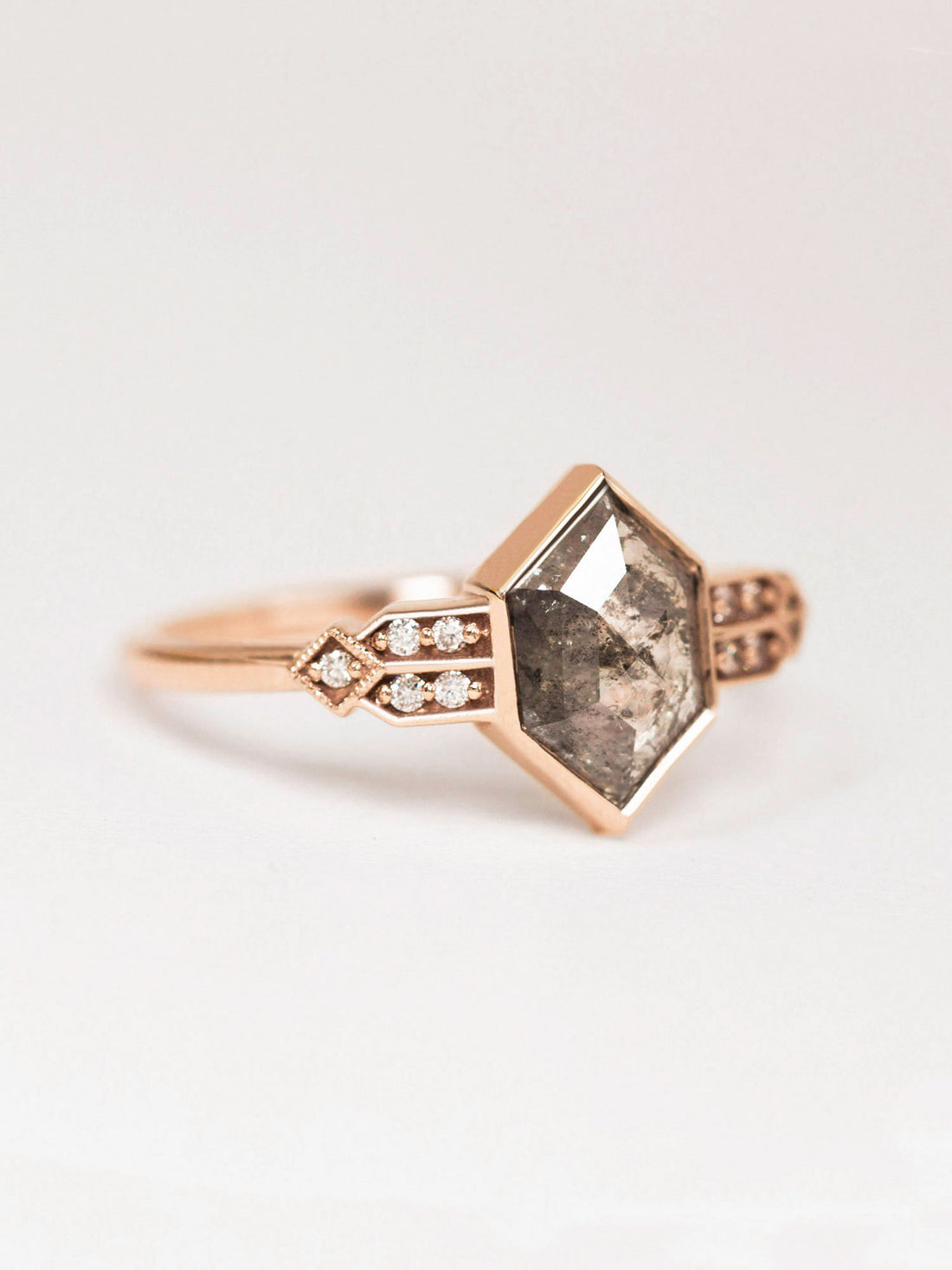 hiddenspace jewelry unique engagement ring architectural design fine jewelry art deco inspire unique engagement ring vintage jewelry bridal ring one-of-a-kind engagement ring alternative jewelry QUINN DESIGN