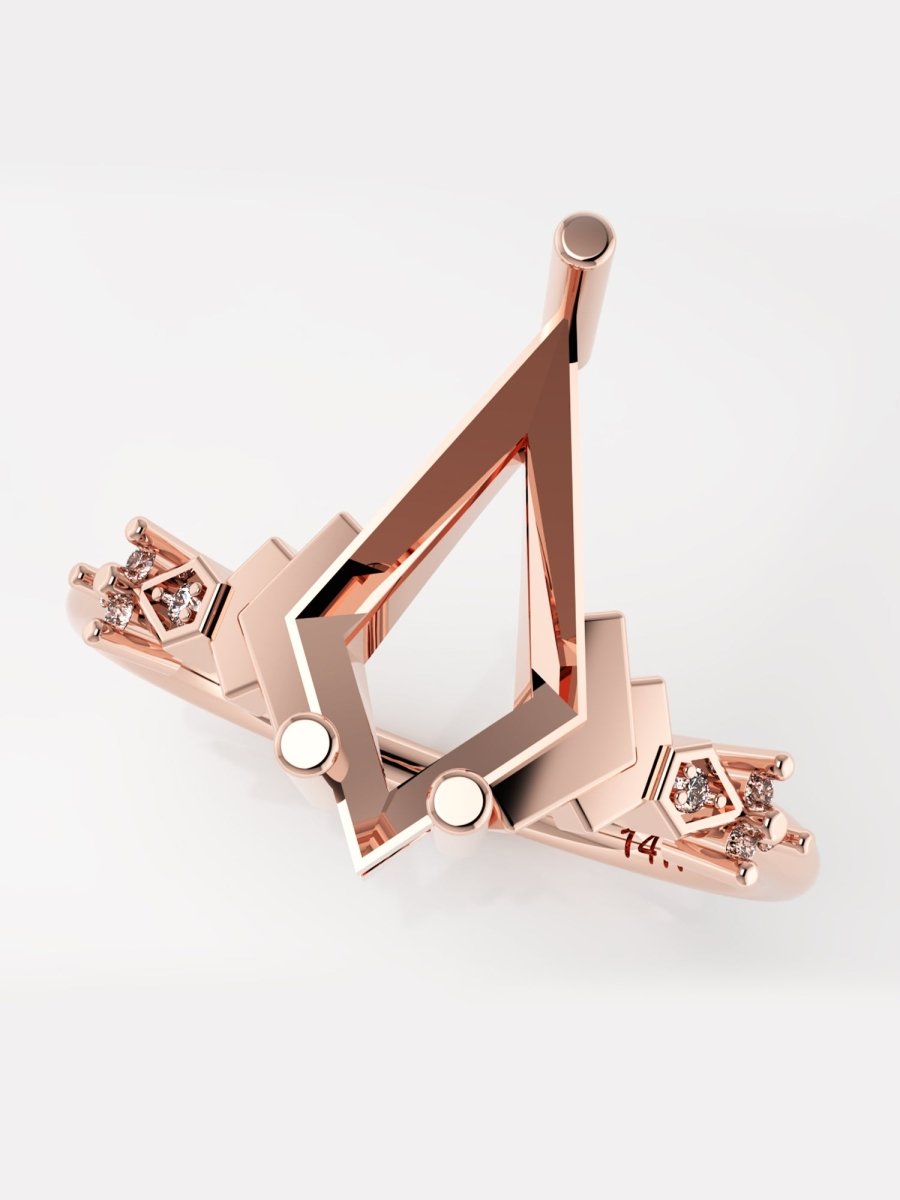 Kite Engagement Ring Iconic Wedding ring Modern Art Deco Jewelry Proposal Ideas Diamond ring Anniversary ring Vintage Ring