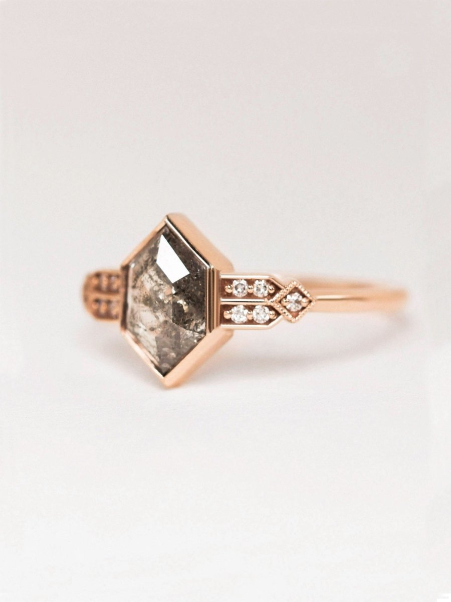 hiddenspace jewelry unique engagement ring architectural design fine jewelry art deco inspire unique engagement ring vintage jewelry bridal ring one-of-a-kind engagement ring alternative jewelry QUINN DESIGN