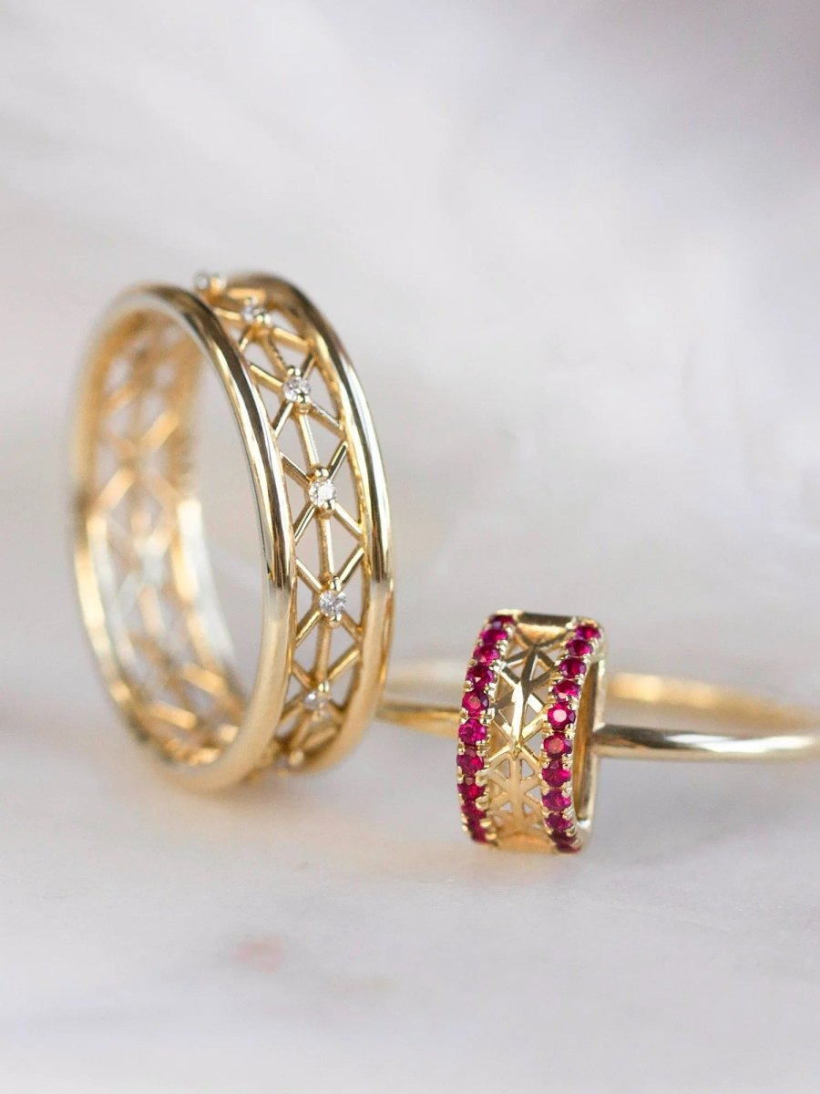 Line Ruby Bridge Ring