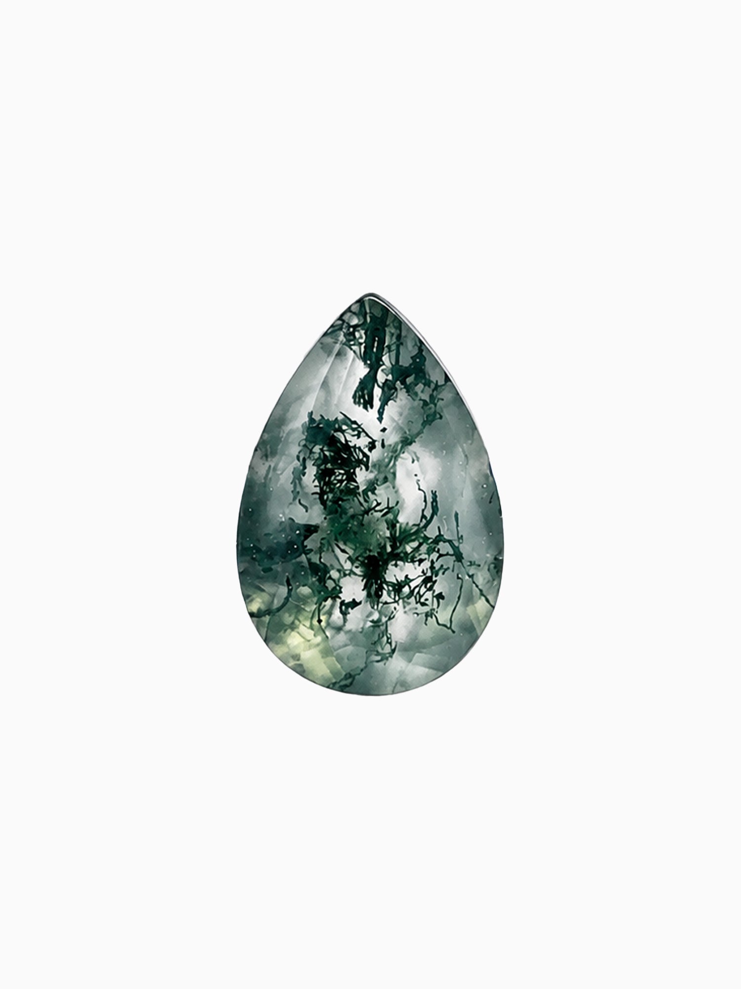 Tear drop pear moss agate loose gemstone