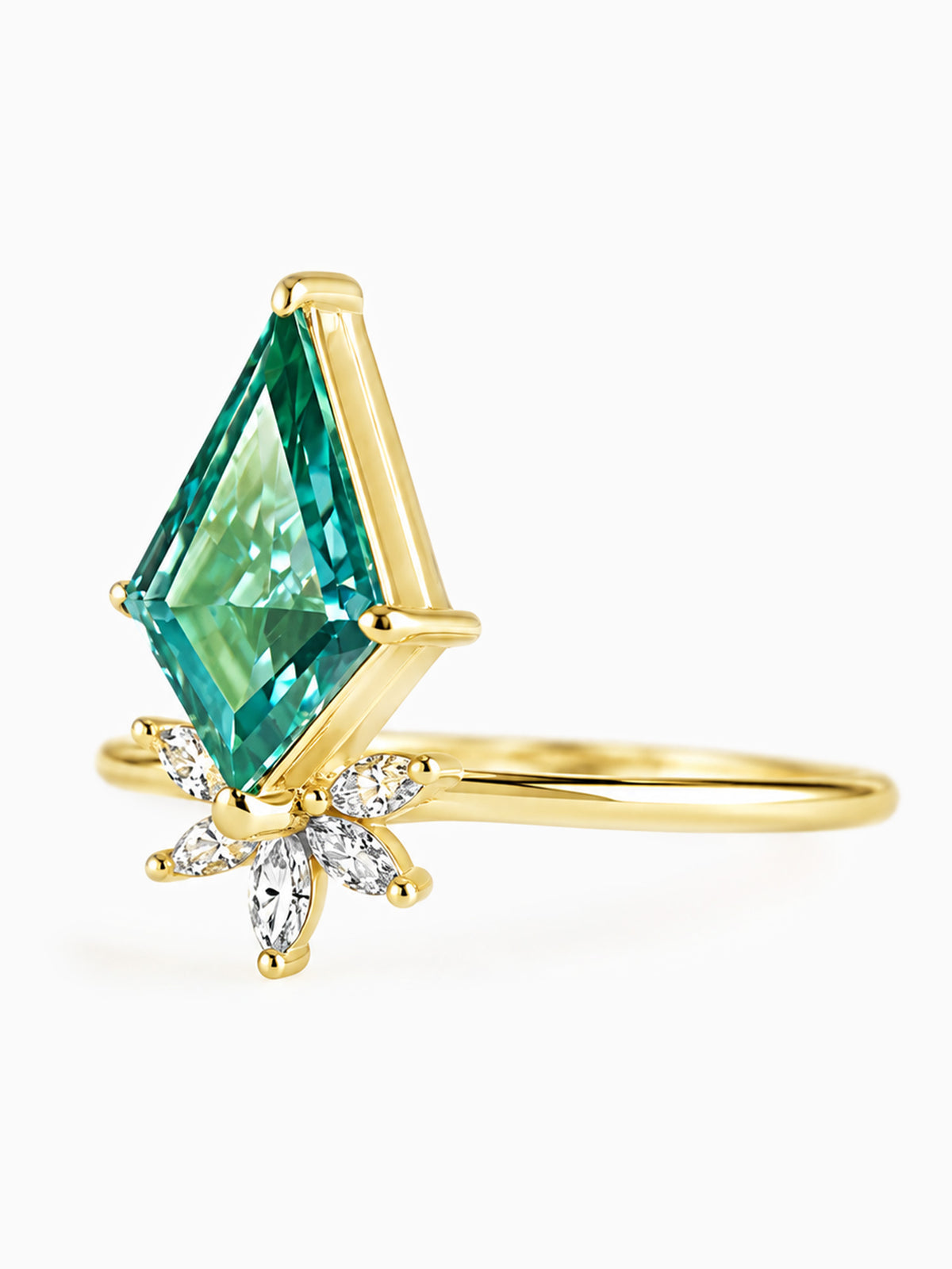 Green Moissanite Engagement ring diamond wedding ring fine jewelry 14k yellow gold proposal ring