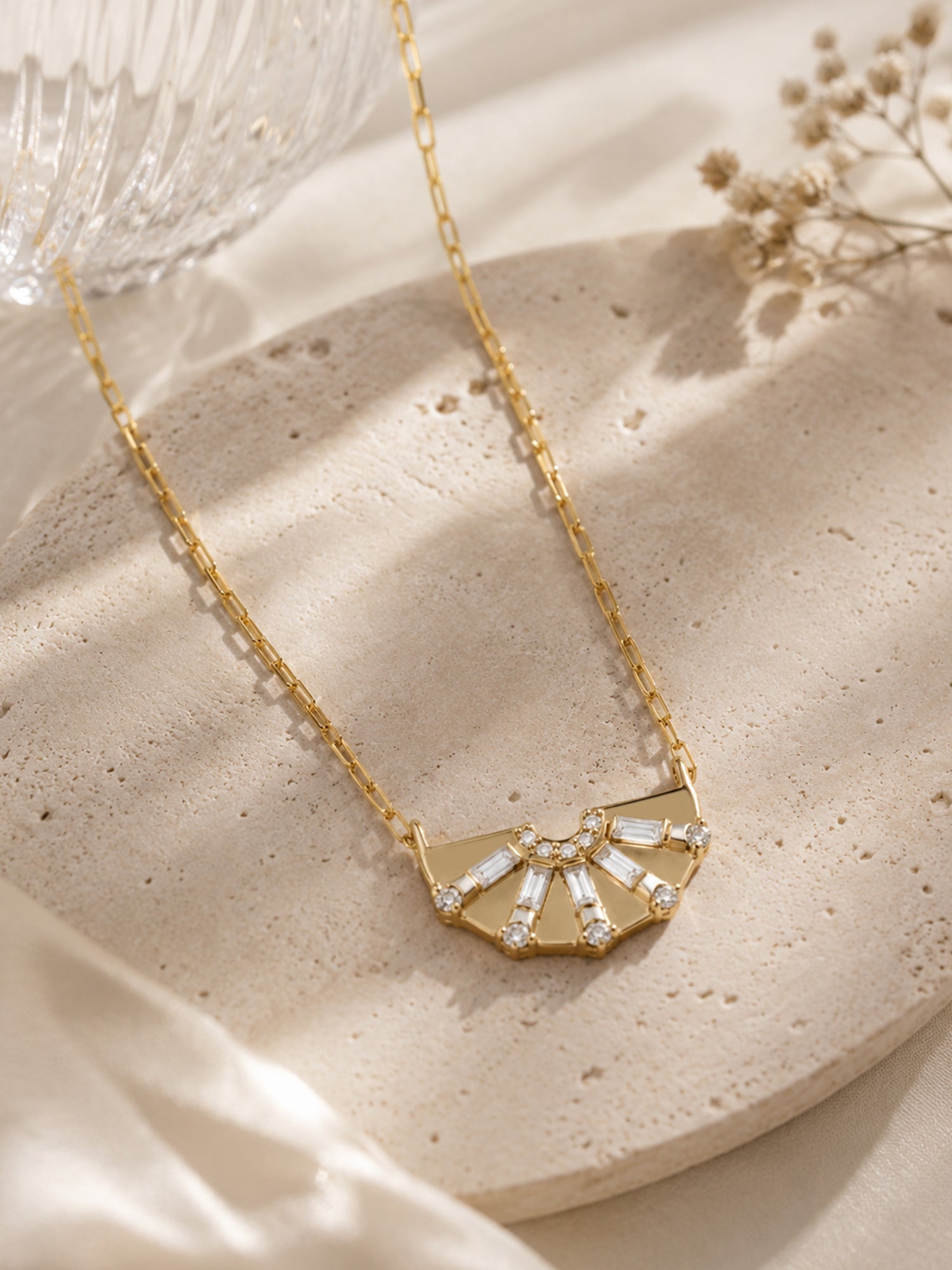 Unique diamond fine jewelry art deco necklace