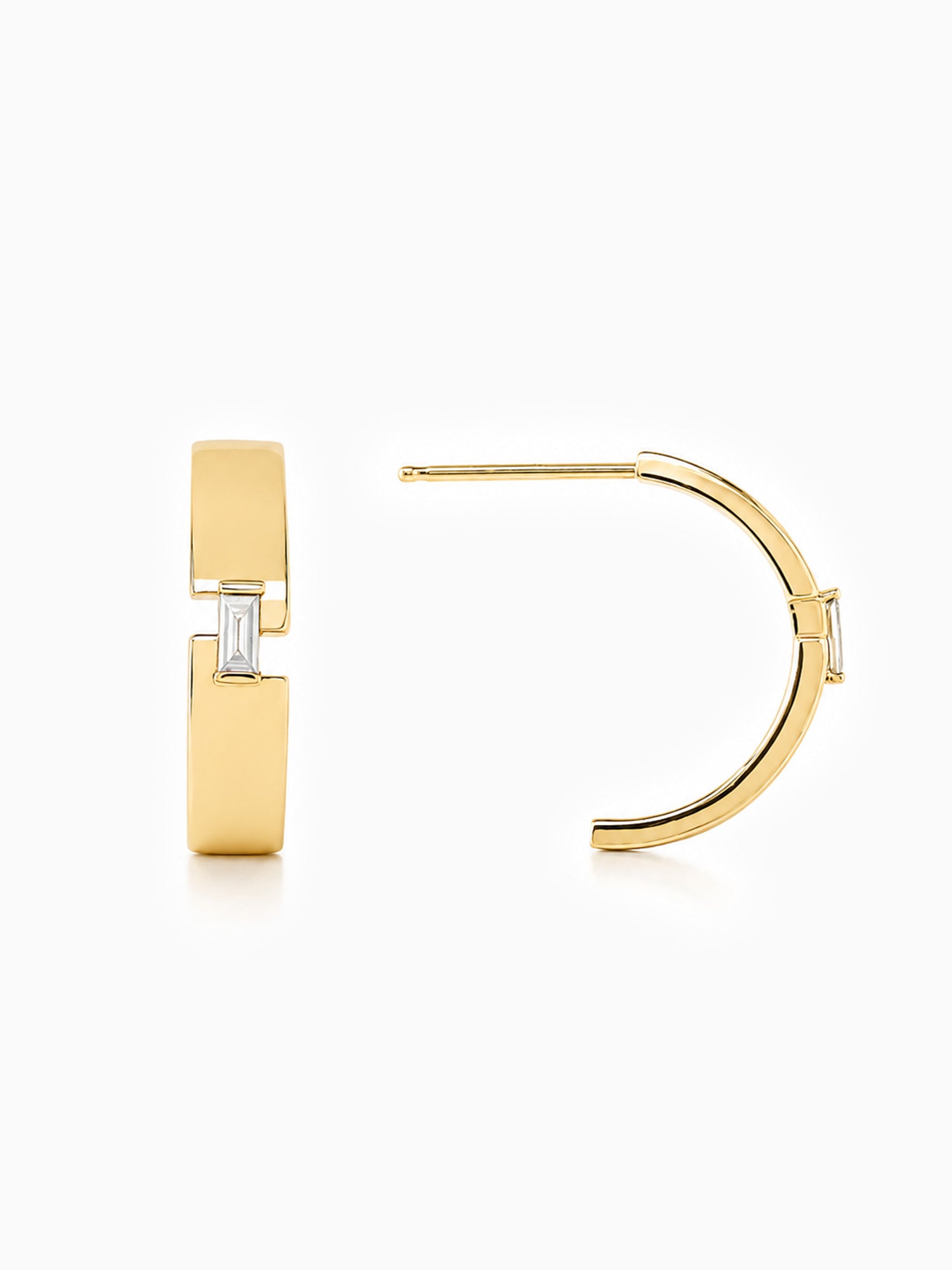 Simple daily fine jewelry earring stud baguette diamond earring stud