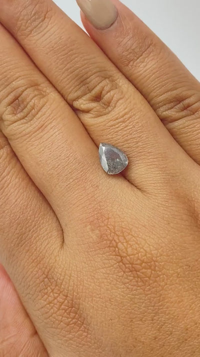1.69ct | Salt & Pepper Pear Shape Brilliant Cut Diamond - Modern Rustic Diamond