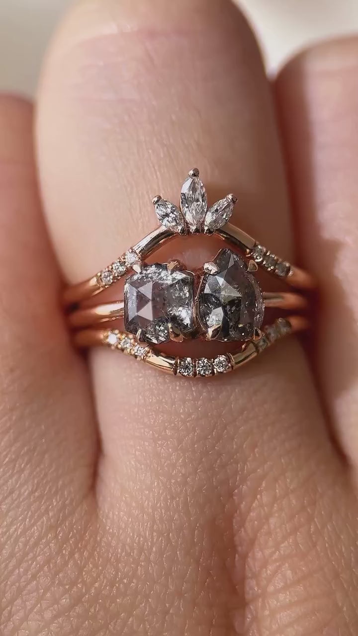 Toi et Moi Stacking ring salt and pepper diamond everyday wear fine jewelry ring