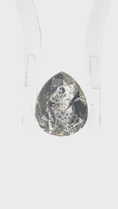 one of a kind salt and pepper diamond loose gemstone pear shape diamond