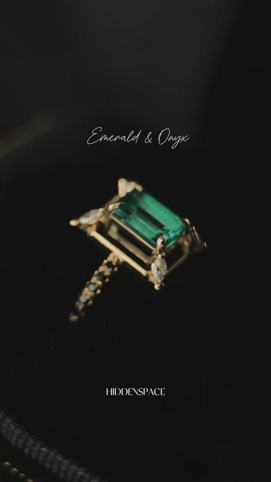 Green Emerald Engagement Ring modern art deco wedding ring unique ring fine jewelry