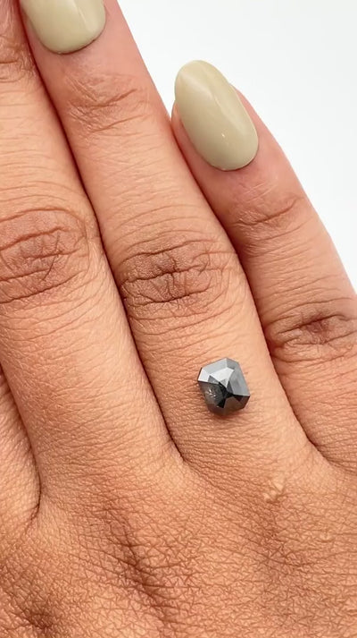 1.19ct | Salt & Pepper Emerald Shape Rose Cut Diamond