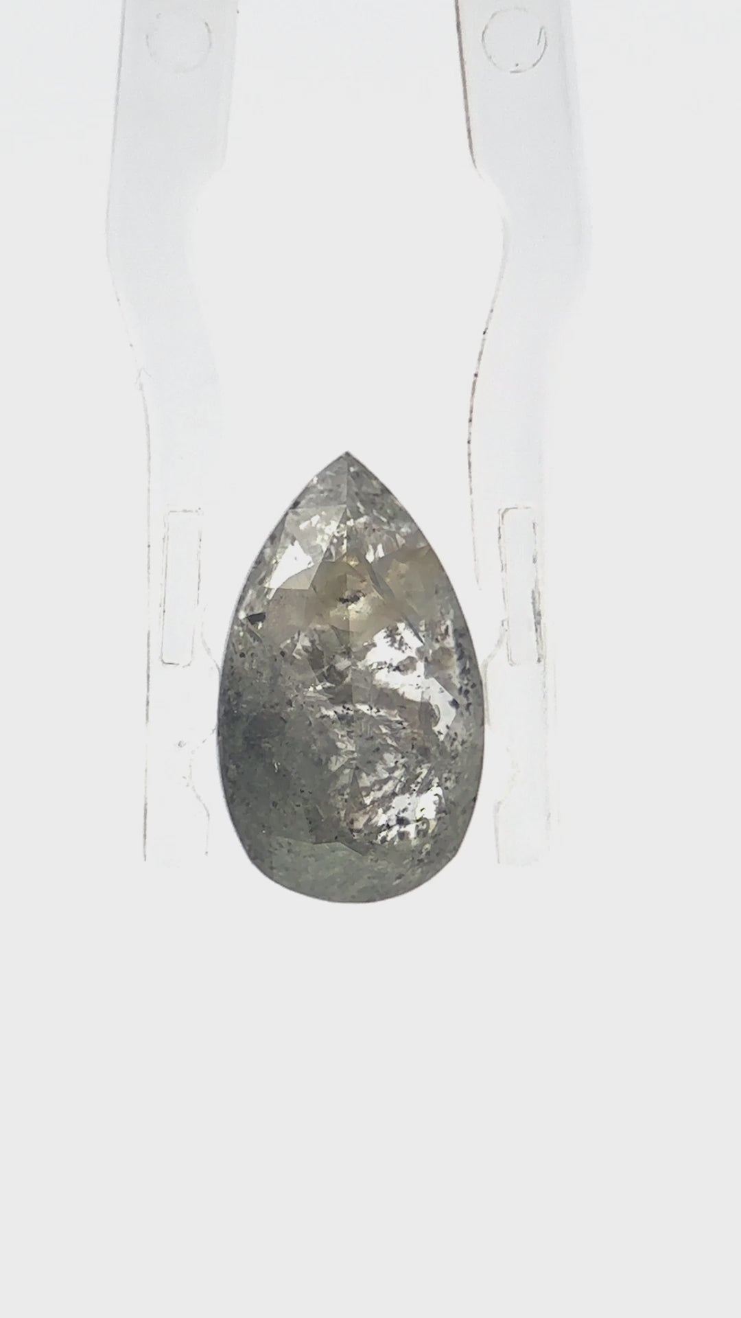 salt and pepper pear diamond loose gemstone rose cut