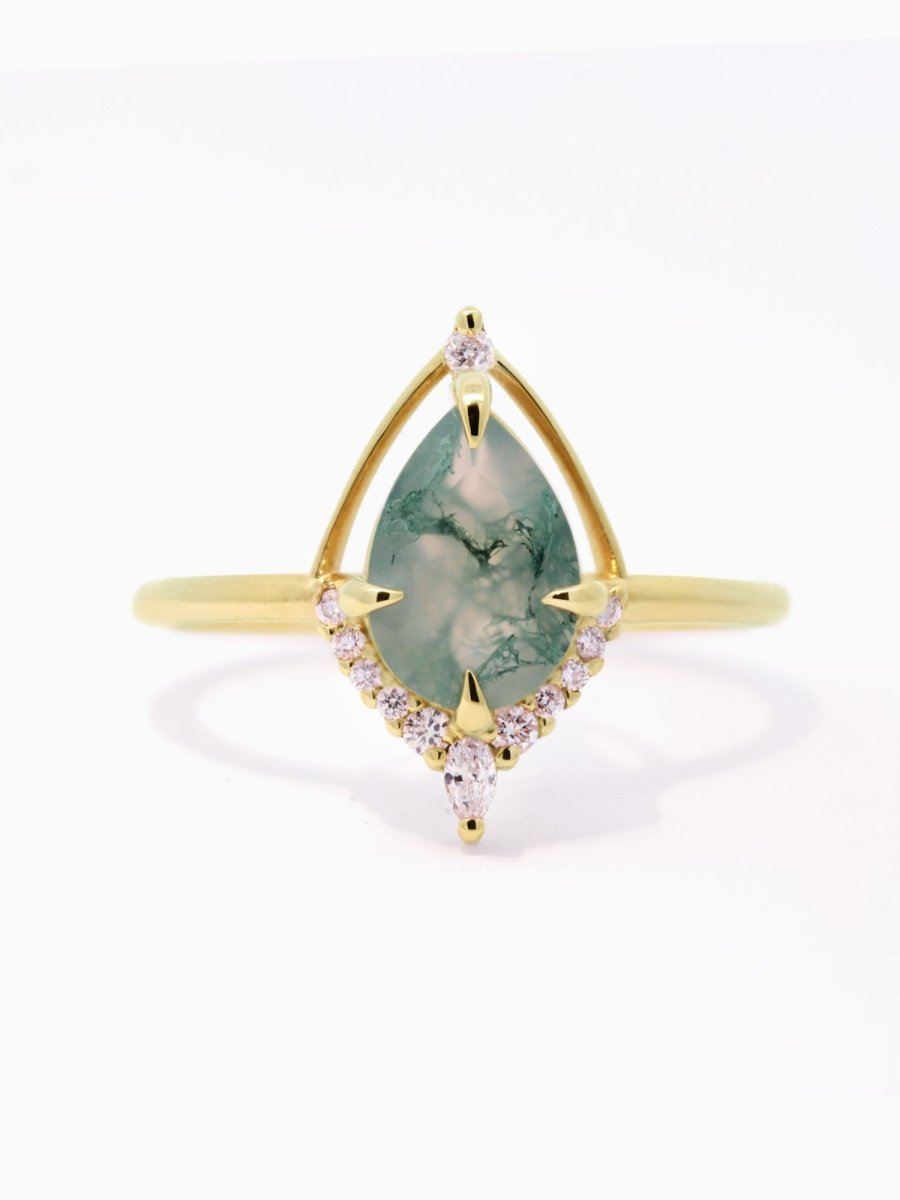 [Ready - to - Ship] Eliana Ring & Band (Moss Agate) - HIDDENSPACE