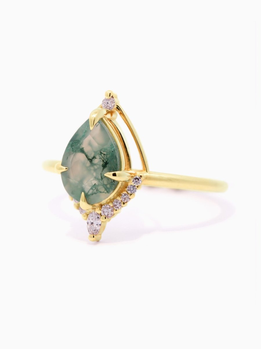 [Ready - to - Ship] Eliana Ring & Band (Moss Agate) - HIDDENSPACE