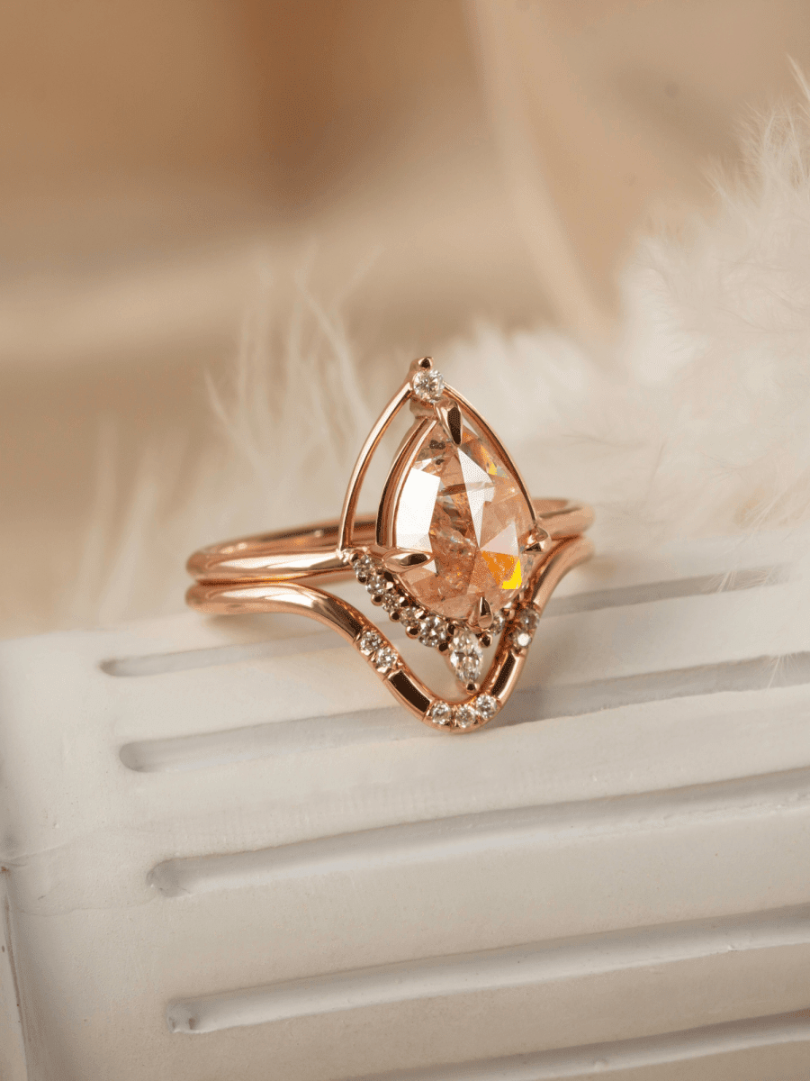 [Ready - to - Ship] Eliana Ring & Band (Rose Salt And Pepper) - HIDDENSPACE